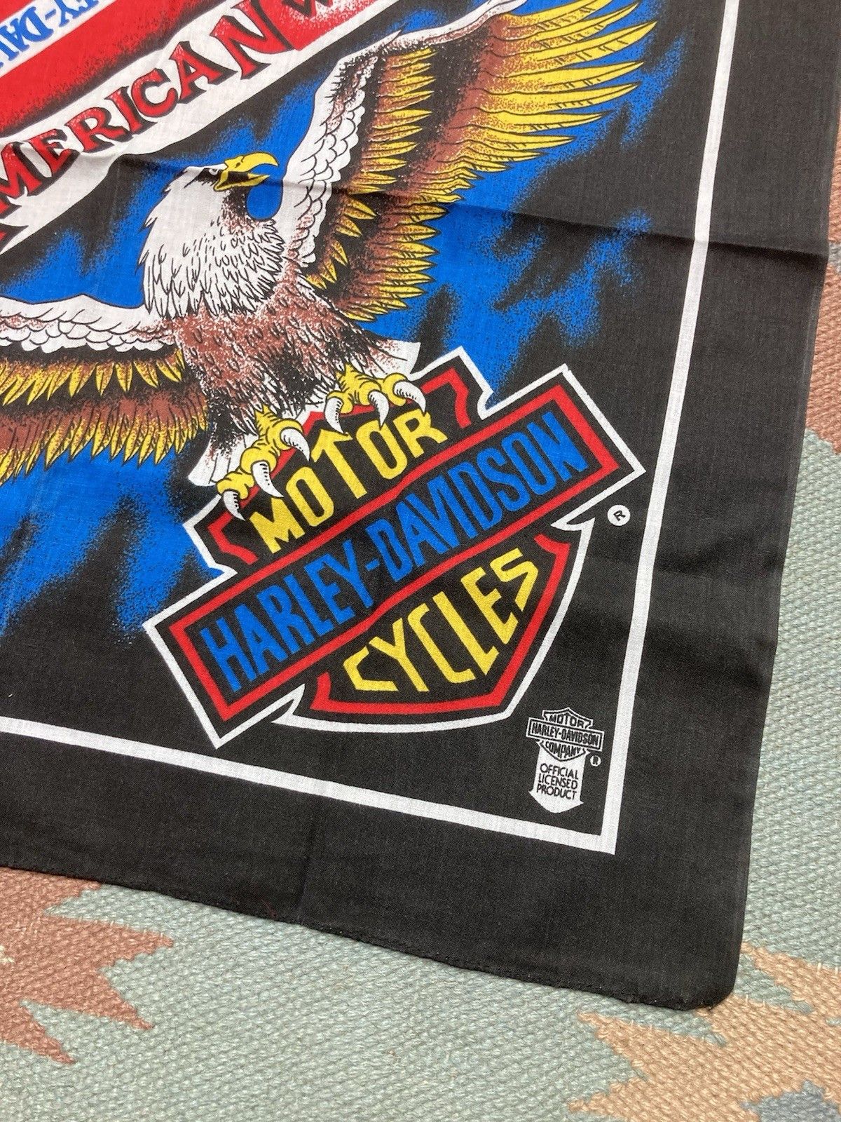 Vintage vtg 80s Harley Davidson bandana the American way biker eagle Size ONE SIZE - 2 Thumbnail