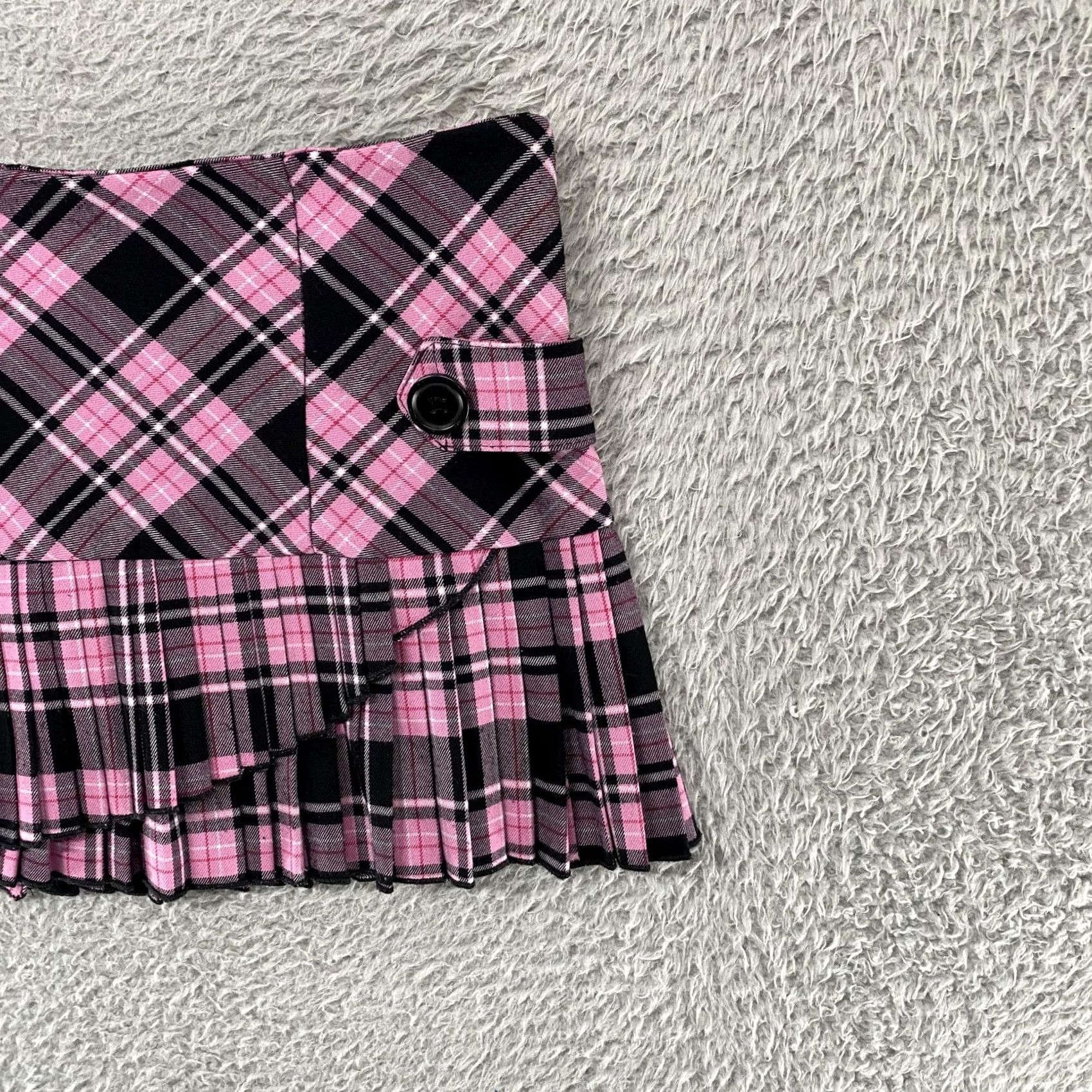 Vintage VTG Twenty One Plaid Mini Skirt Size S Juniors Pink Low Rise Pleated Short Skirt Y2K Emo Punk Size 28" / US 6 / IT 42 - 2 Thumbnail