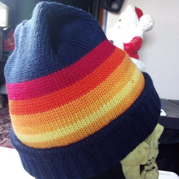 Vintage Vintage 80s Smiley Stiped Wool Winter Ski Hat Beanie Size ONE SIZE - 6 Thumbnail