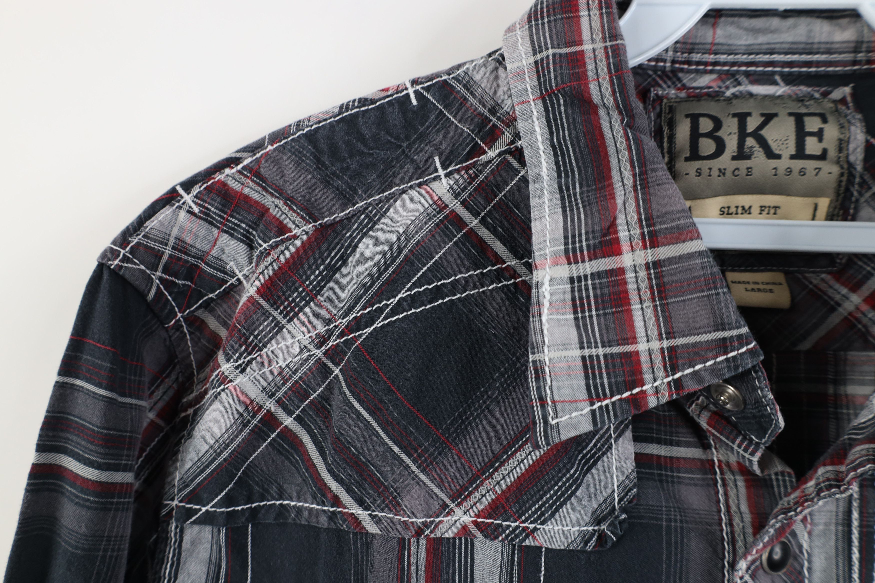 Vintage Buckle BKE Thick Stitch UFC MMA Snap Button Shirt Plaid Size US L / EU 52-54 / 3 - 6 Thumbnail