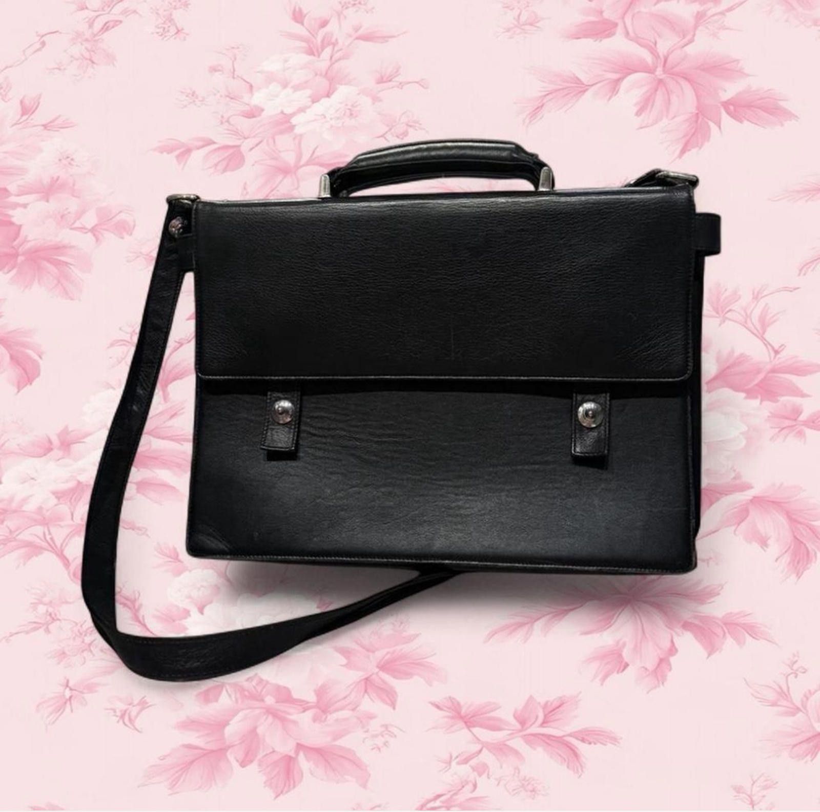 Other Vintage Leather Briefcase Black Blue Interior Antique Size ONE SIZE - 1 Thumbnail