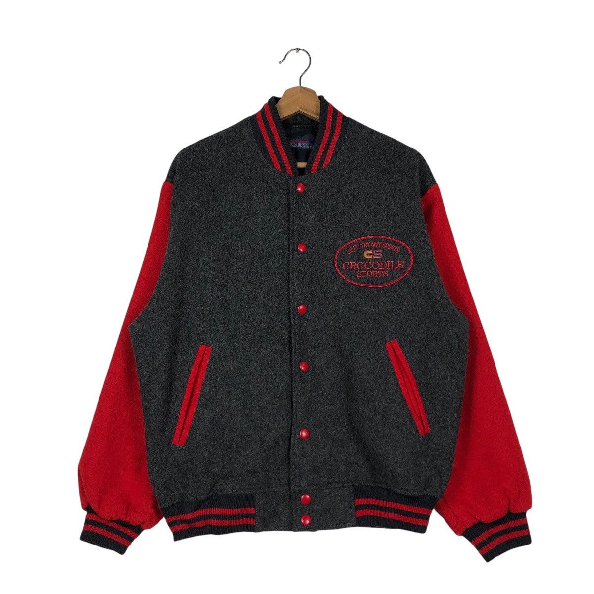 Japanese Brand Vintage Wool Varsity Bomber Jacket Crocodile Sports BigLogo Size US M / EU 48-50 / 2 - 2 Thumbnail