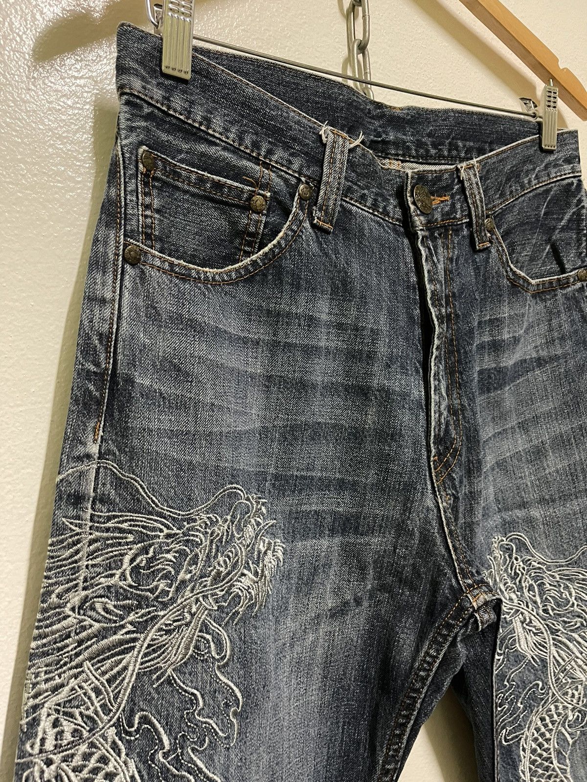 Japanese Brand × Vintage Dragon Motive Embroidery Jeans Size US 30 / EU 46 - 2 Thumbnail