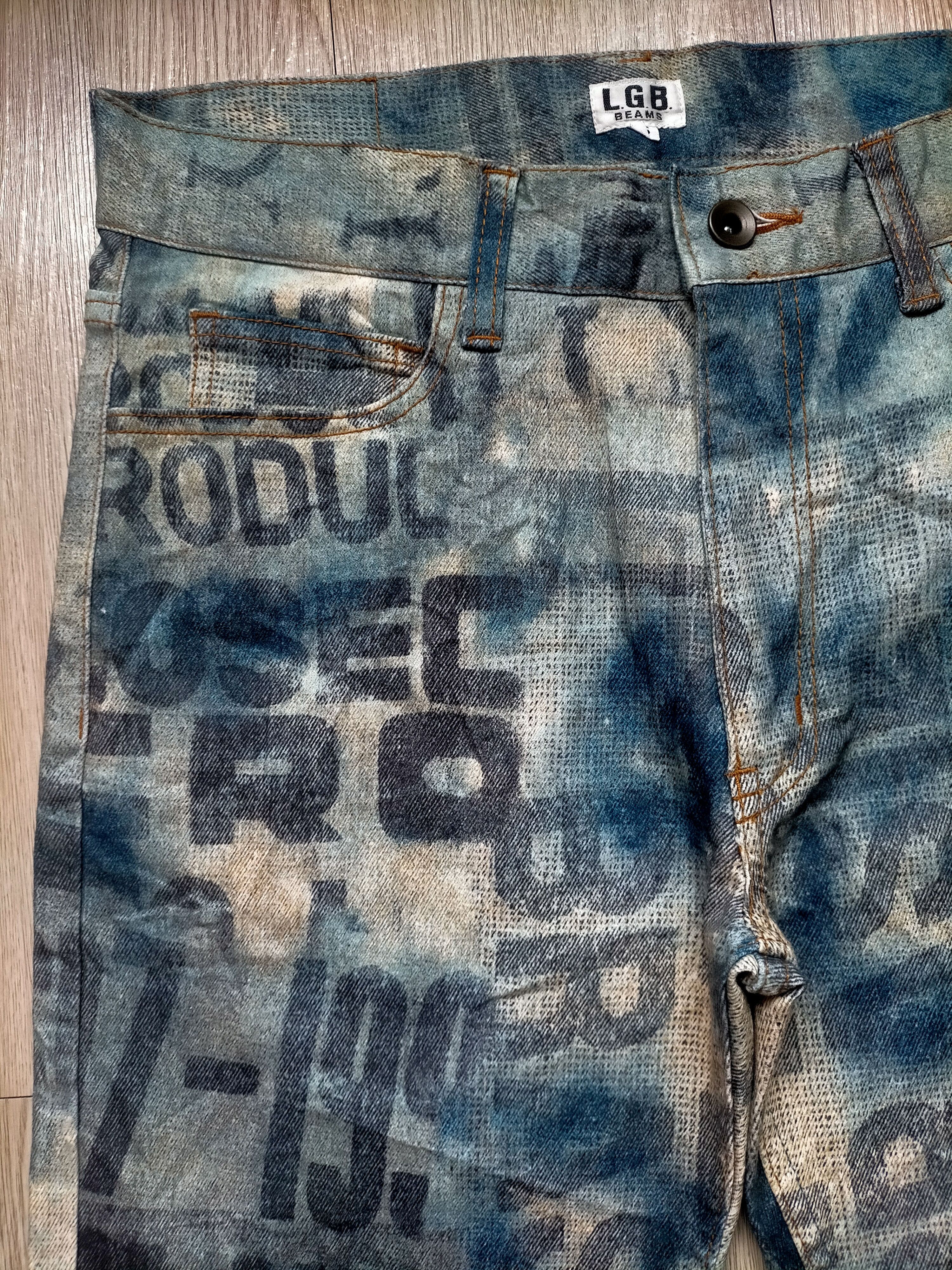 Le Grande Bleu (L.G.B.) ⚡Rare L.G.B x Beams Full Print denim pants Size US 30 / EU 46 - 4 Thumbnail