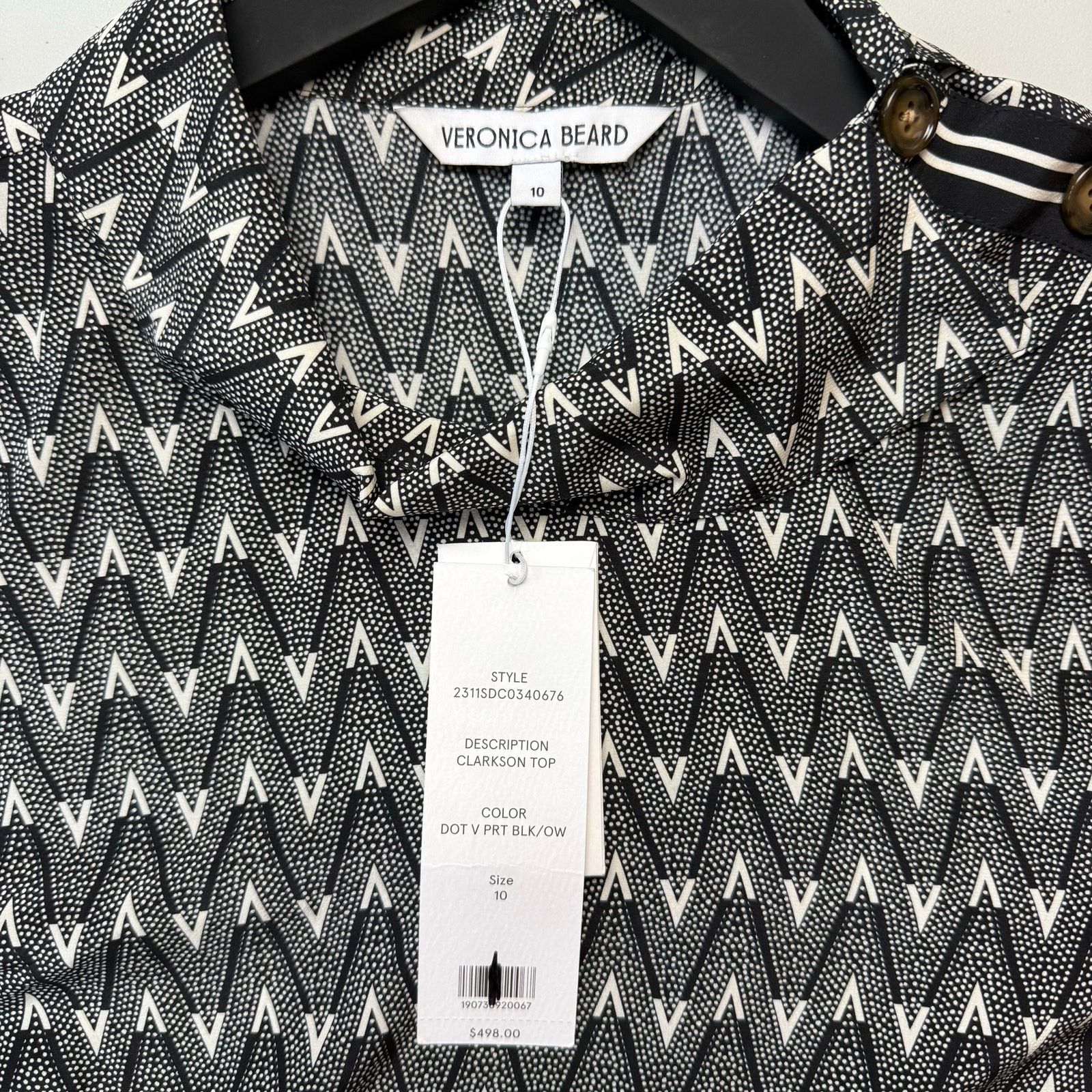 Veronica Beard VERONICA BEARD Clarkson Printed Silk Blend Long Sleeve Top Size L / US 10 / IT 46 - 9 Thumbnail