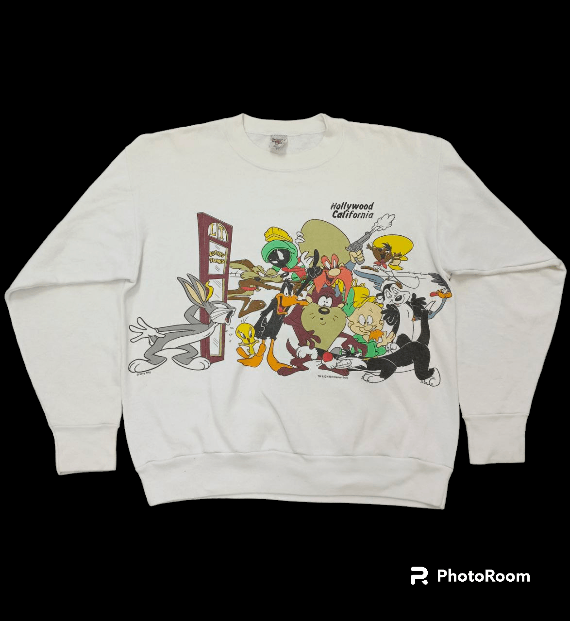 image of Cartoon Network x Vintage 90's Vintage Warner Bross Sweatshirt in White, Men's (Size Medium)
