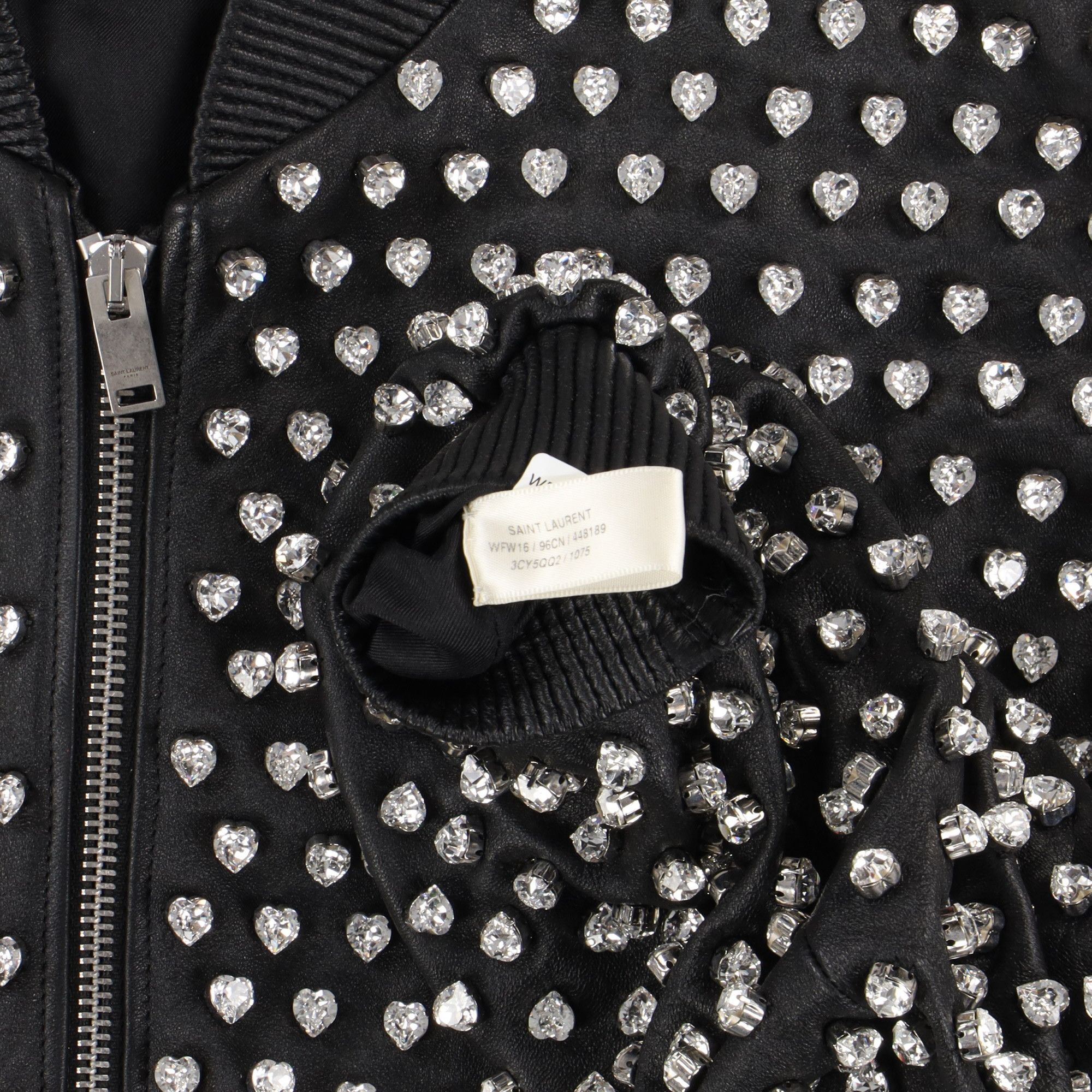 Saint Laurent Paris 1 of 1 Black Heart Studded Leather Bomber Jacket Size US S / EU 44-46 / 1 - 3 Thumbnail