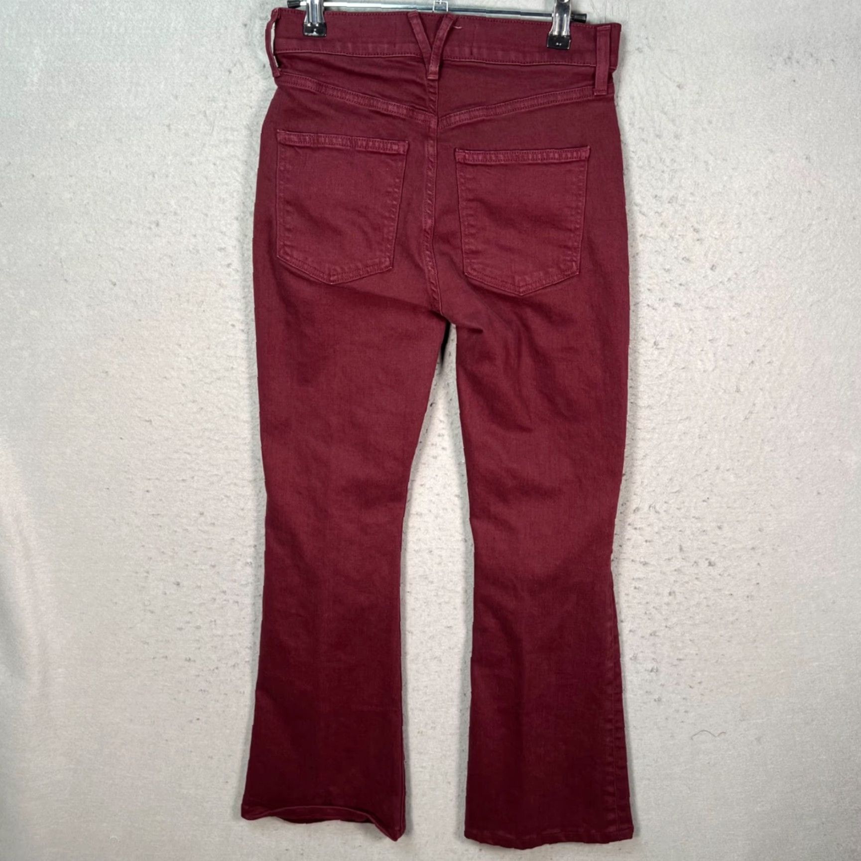 Veronica Beard VERONICA BEARD Womens 25 High Rise Beverly Skinny Flare Jeans Burgundy Red Denim 5-Pocket Slim Vintage No? Size 42" / US 20 - 2 Thumbnail