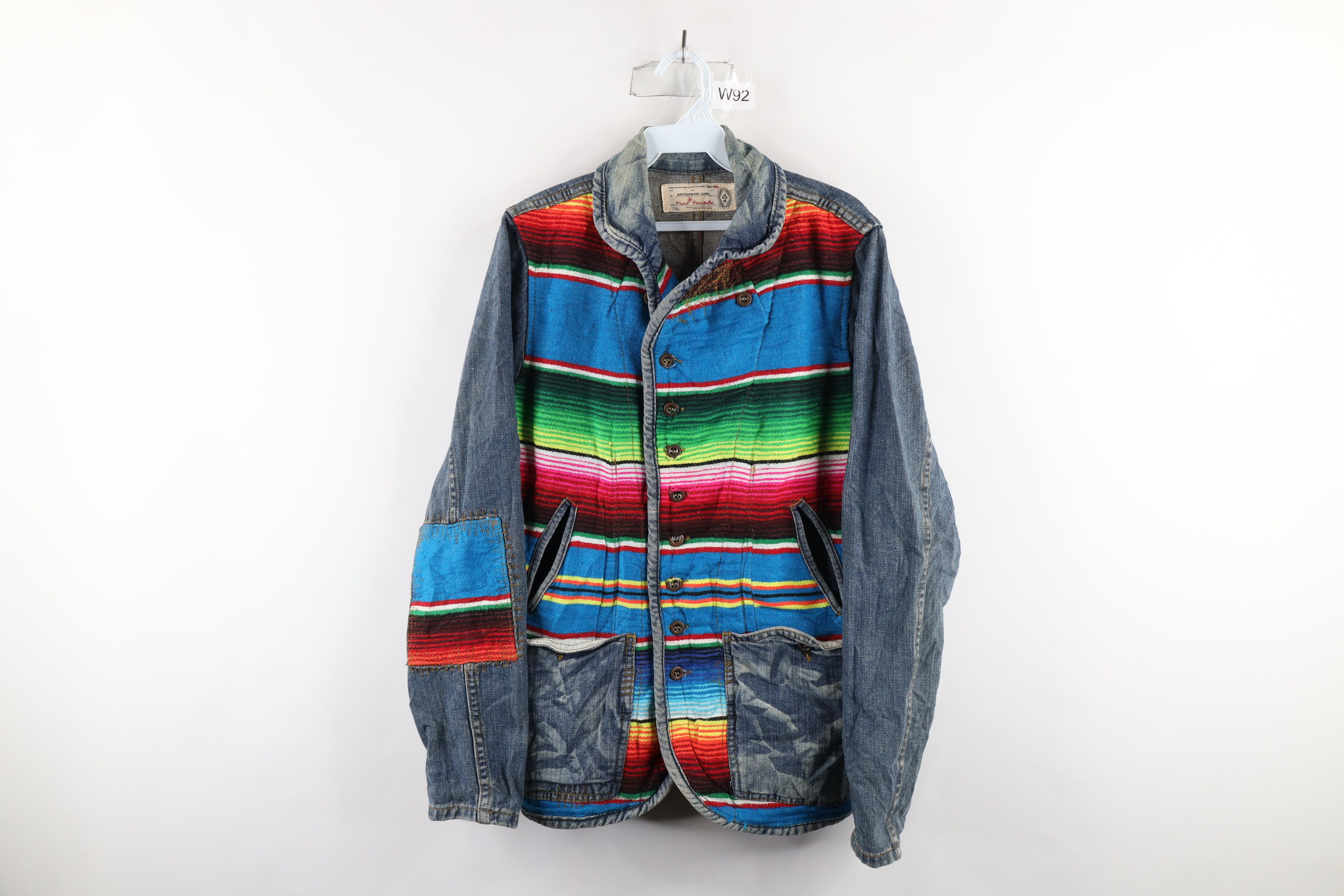 image of Free People X Artisan De Luxe Adl Blanket Denim Jean Jacket, Women's (Size Small)