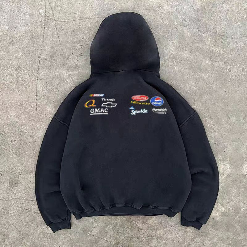 Vintage Black washed retro motorcycle print hoodie Size US M / EU 48-50 / 2 - 2 Thumbnail