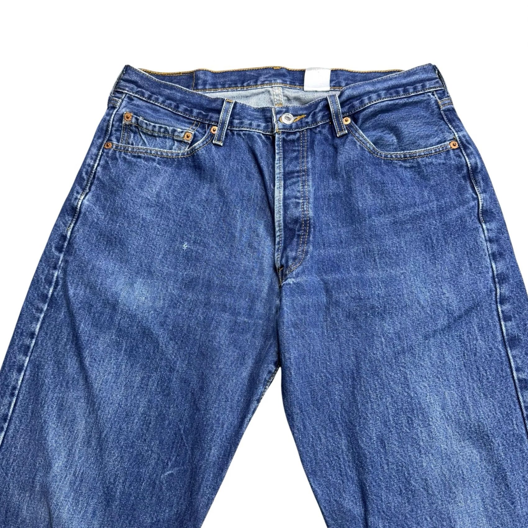 Levi's VINTAGE Levi's 501XX Jeans Men's 36x34 Straight Button Fly Distressed Grunge Blue Denim Five Pocket Jeans Mens Classic Straight Fit Size US 36 / EU 52 - 2 Thumbnail