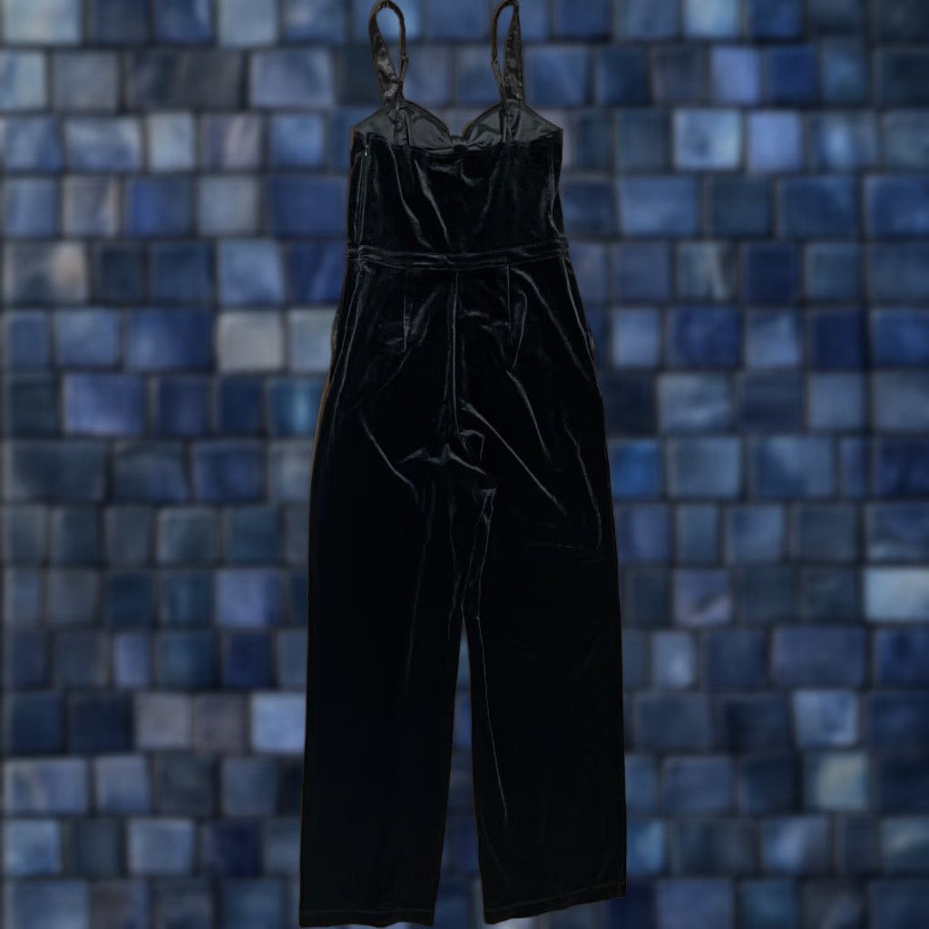 Abercrombie & Fitch Abercrombie & Fitch Black Velvet Wide Leg Jumpsuit Womens M Sleeveless Bow Size 32" / US 10 / IT 46 - 1 Thumbnail