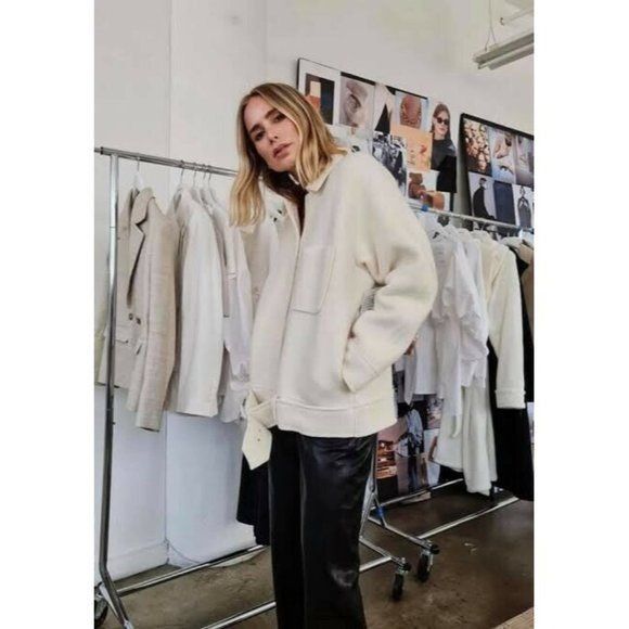 Anine Bing Anine Bing Womens Jacket White Cream Jaden Wool Coat Shirt B Size XS / US 0-2 / IT 36-38 - 5 Thumbnail