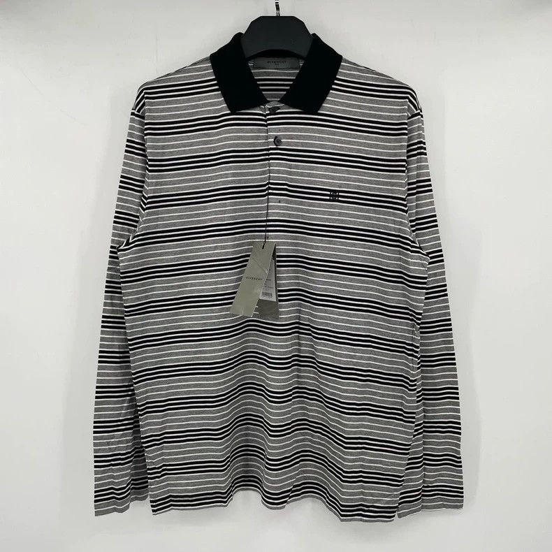 Givenchy Four Square Embroidered Striped Polo Shirt