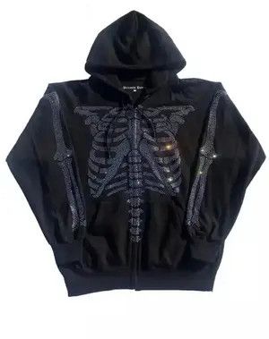 Other Rhinestone Skeleton Zip Up Hoodie Size US M / EU 48-50 / 2 - 2 Thumbnail