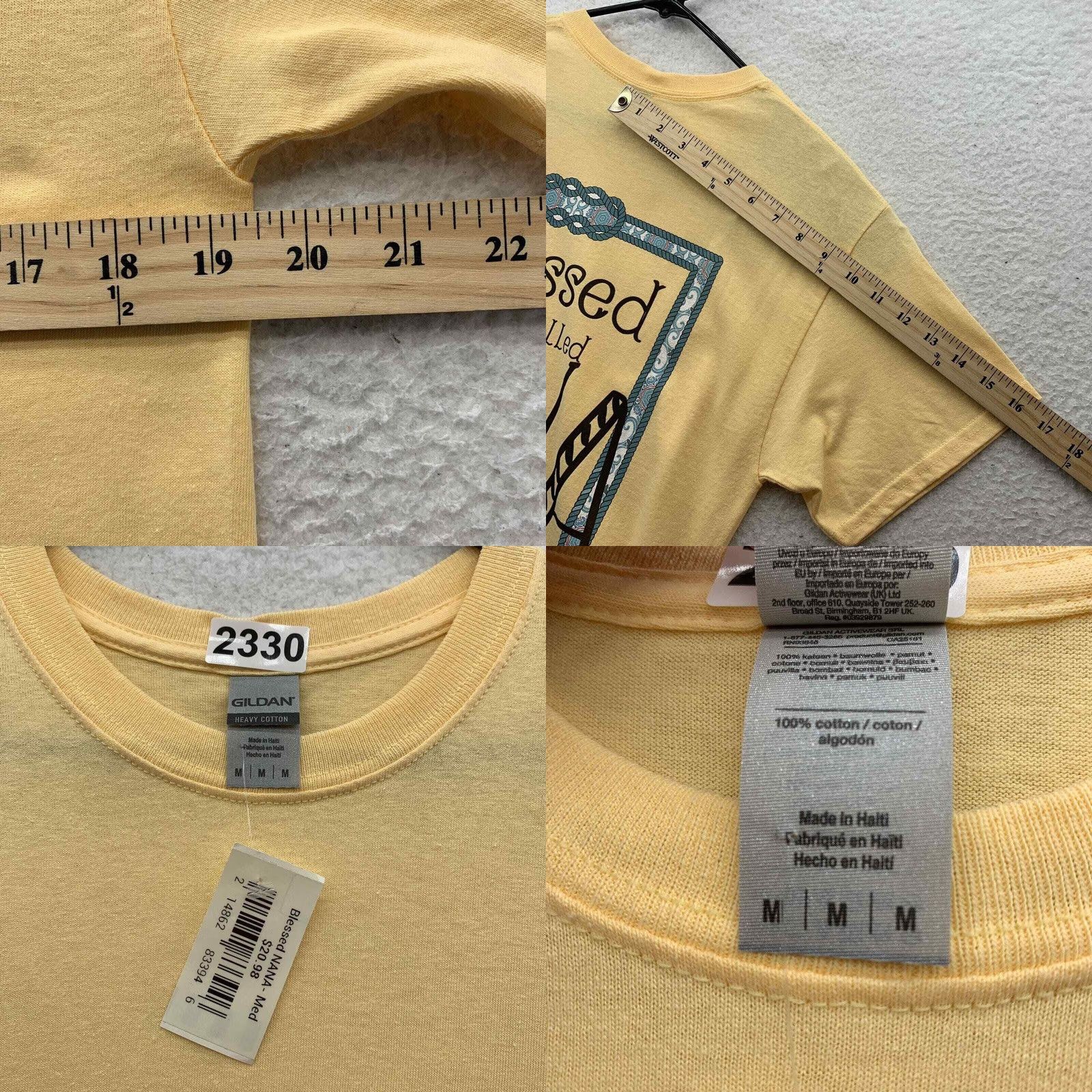 Gildan Gildan Yellow T-Shirt Womens Medium M Blessed To Be Nana Grandma Reveal Suprise Gift Size M / US 6-8 / IT 42-44 - 8 Thumbnail