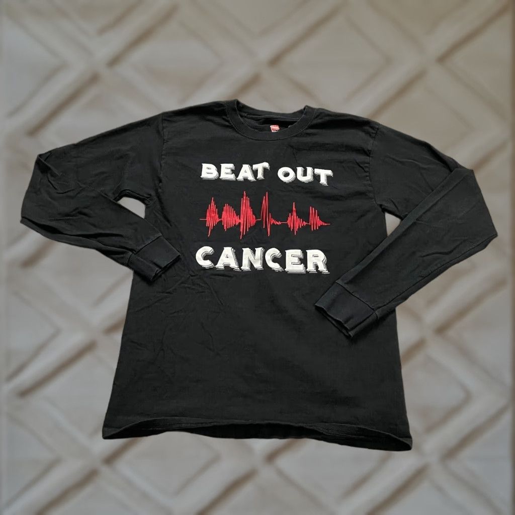 Hanes Hanes TAGLESS Long Sleeve Tee Unisex M Black Graphic Cancer Awareness Shirt Vintage: No Size US M / EU 48-50 / 2 - 1 Thumbnail
