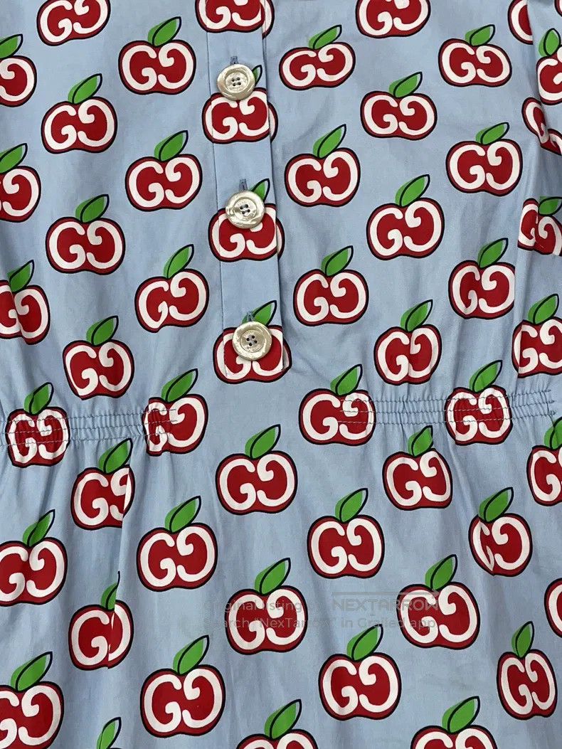 Gucci Gucci Limited edition doll collar blue apple dress Size S / US 4 / IT 40 - 2 Thumbnail