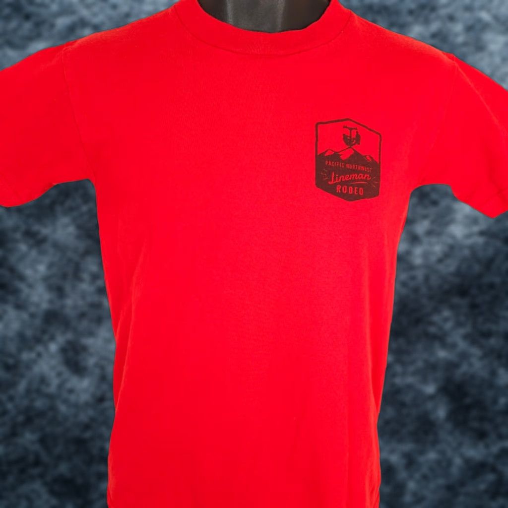 Vintage Bayside T Shirt Mens Small Red 2018 Sasquatch Pacific Northwest Lineman Rodeo USA Size US S / EU 44-46 / 1 - 1 Thumbnail