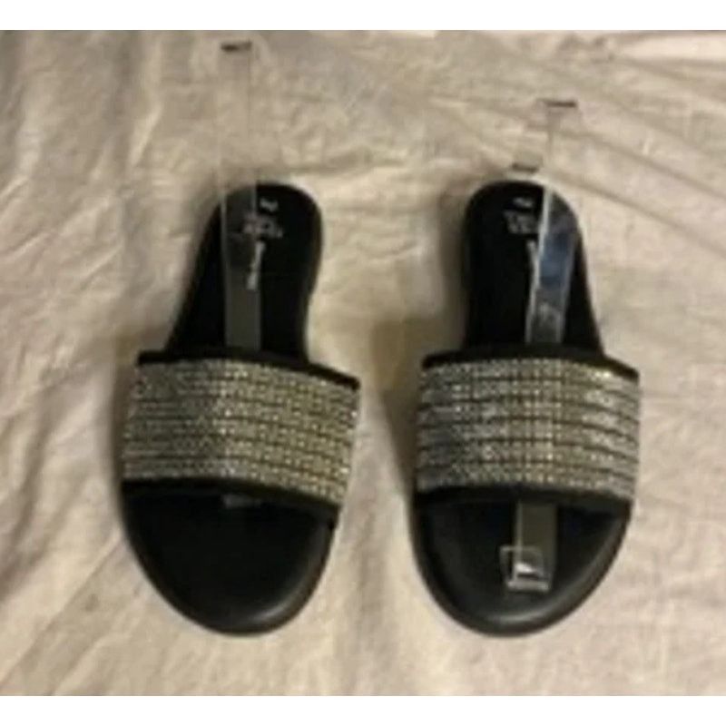 Other Rhinestone Slide Sandals Black Sparkle Open Toe Slip-On 7 Size US 7 / IT 37 - 2 Thumbnail