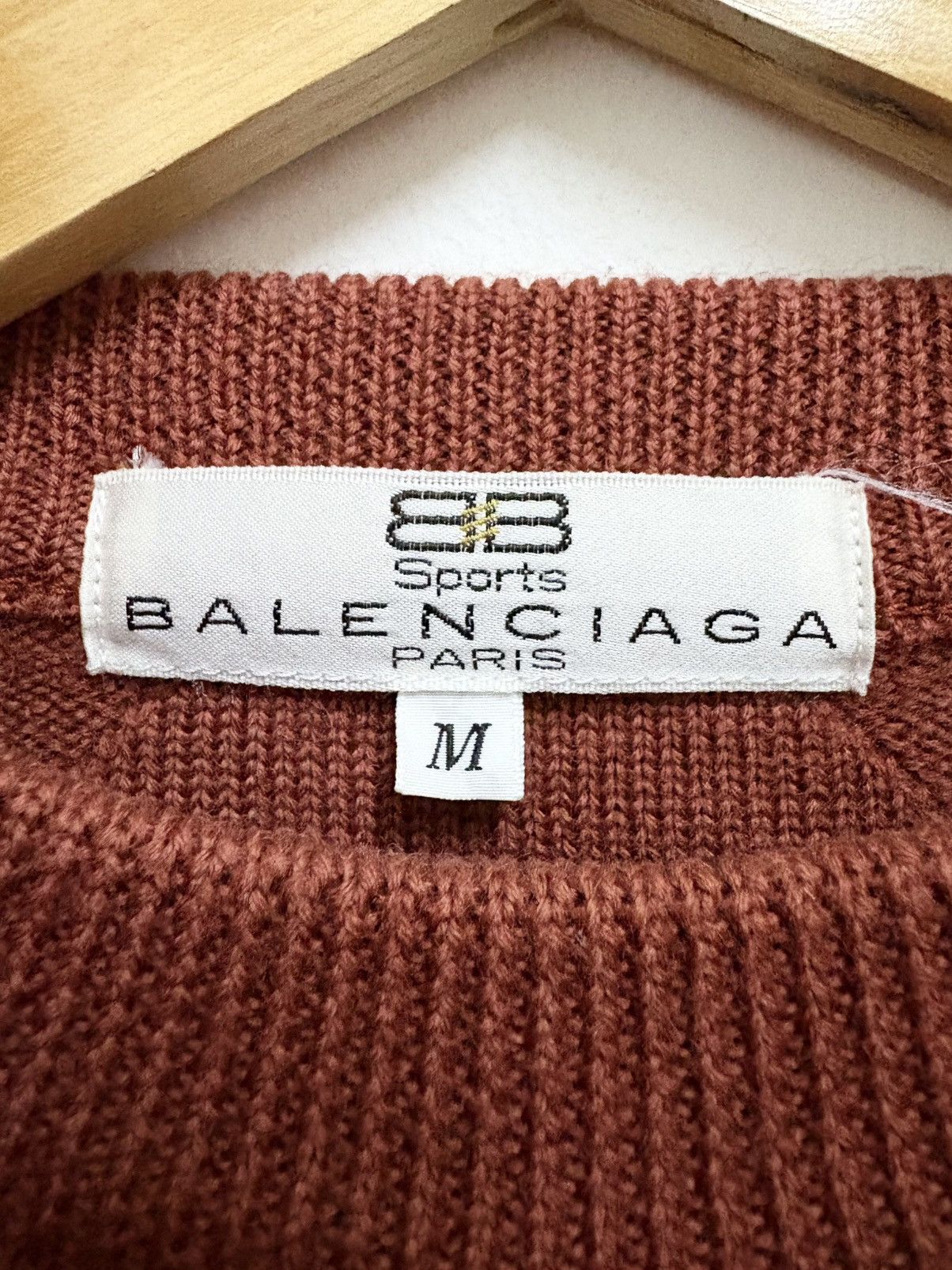 Balenciaga Vintage 90's Balenciaga Sports Maroon " BB " Knitwear Size US M / EU 48-50 / 2 - 9 Thumbnail