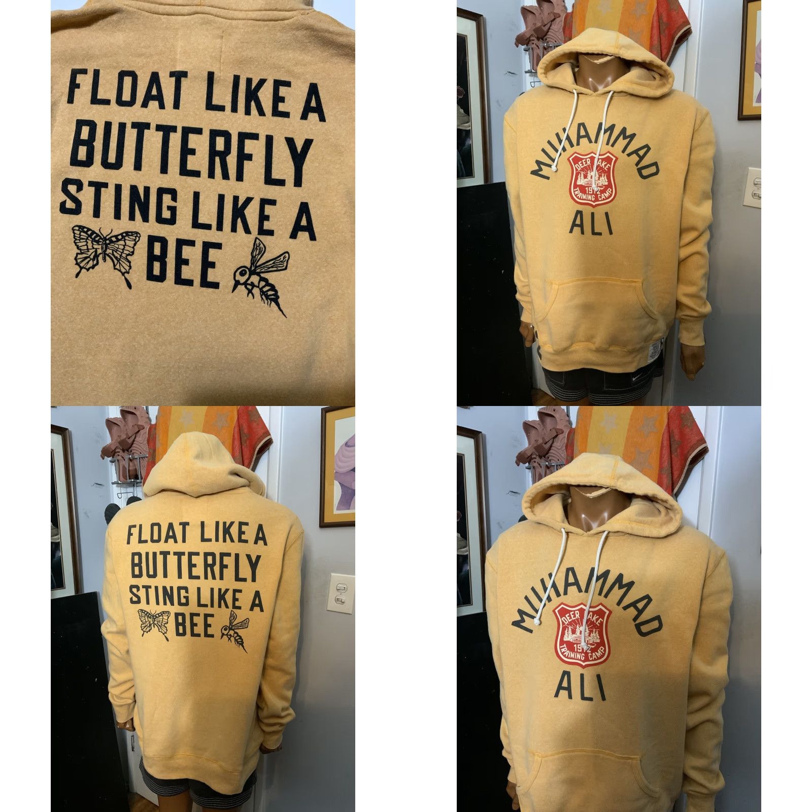 Roots VINTAGE Roots Of Fight Muhammad Ali Float Like Butterfly Sting Like Bee Boxing Hoodie XL Yellow Mens Size US XL / EU 56 / 4 - 8 Thumbnail