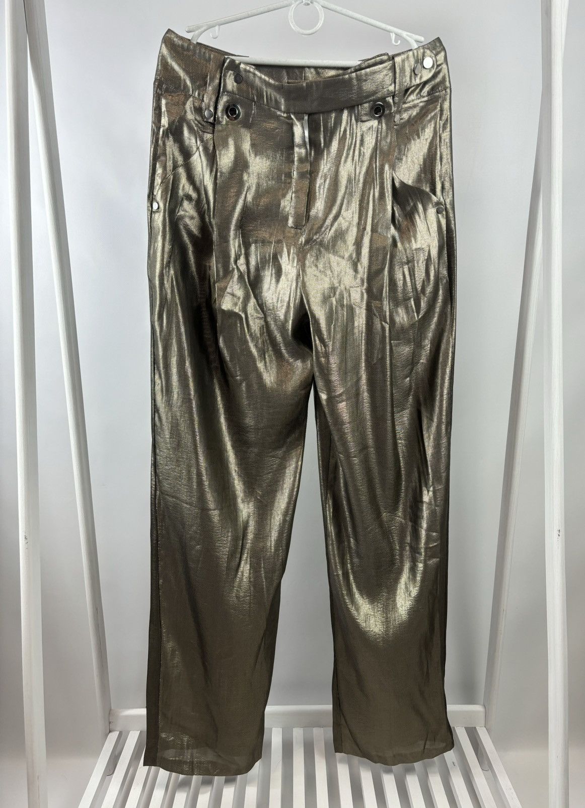 Anthony Vaccarello ARCHIVE Anthony Vaccarello Metallic Runway Pants Size 28" / US 6 / IT 42 - 1 Thumbnail