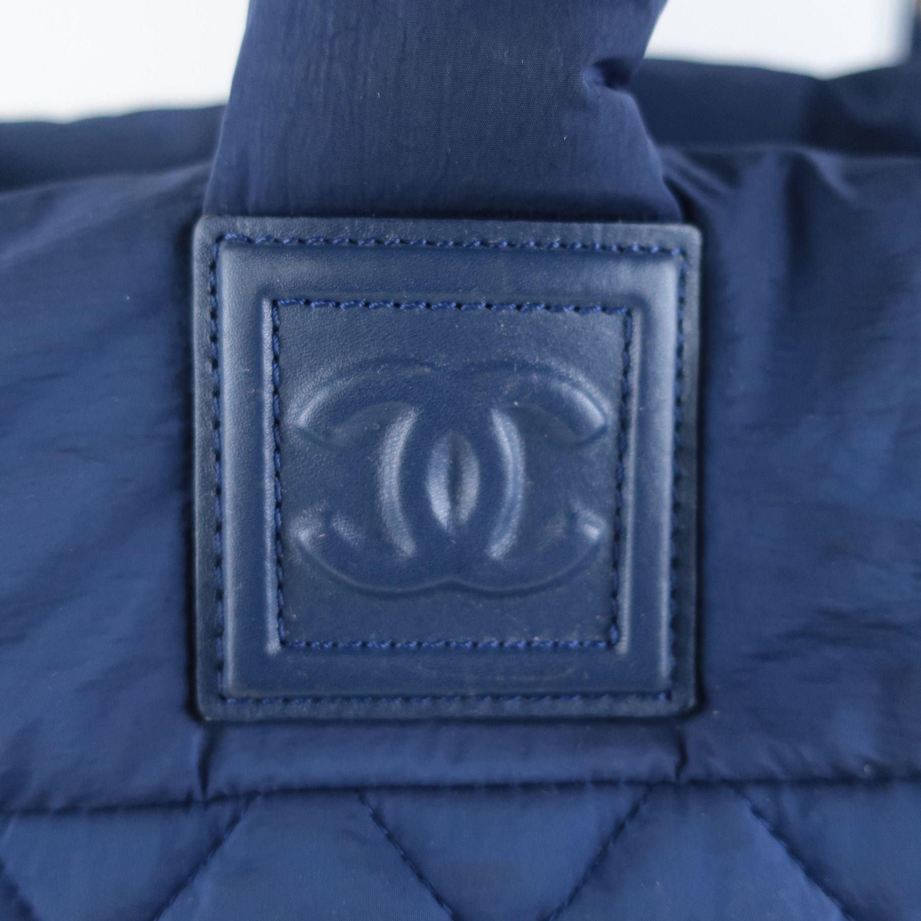 Chanel Blue Khaki Nylon Reversible Cocoon Tote