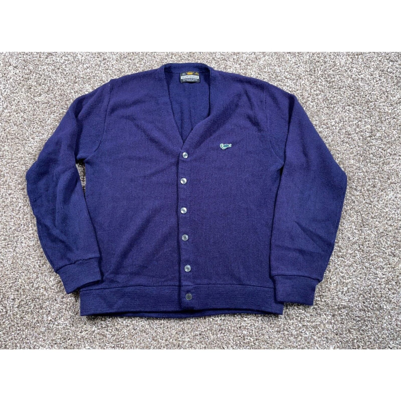 Vintage VINTAGE King Sportswear Cardigan Sweater Adult Medium Dark Blue Acrylic 80s Casual Mens Size US M / EU 48-50 / 2 - 2 Thumbnail