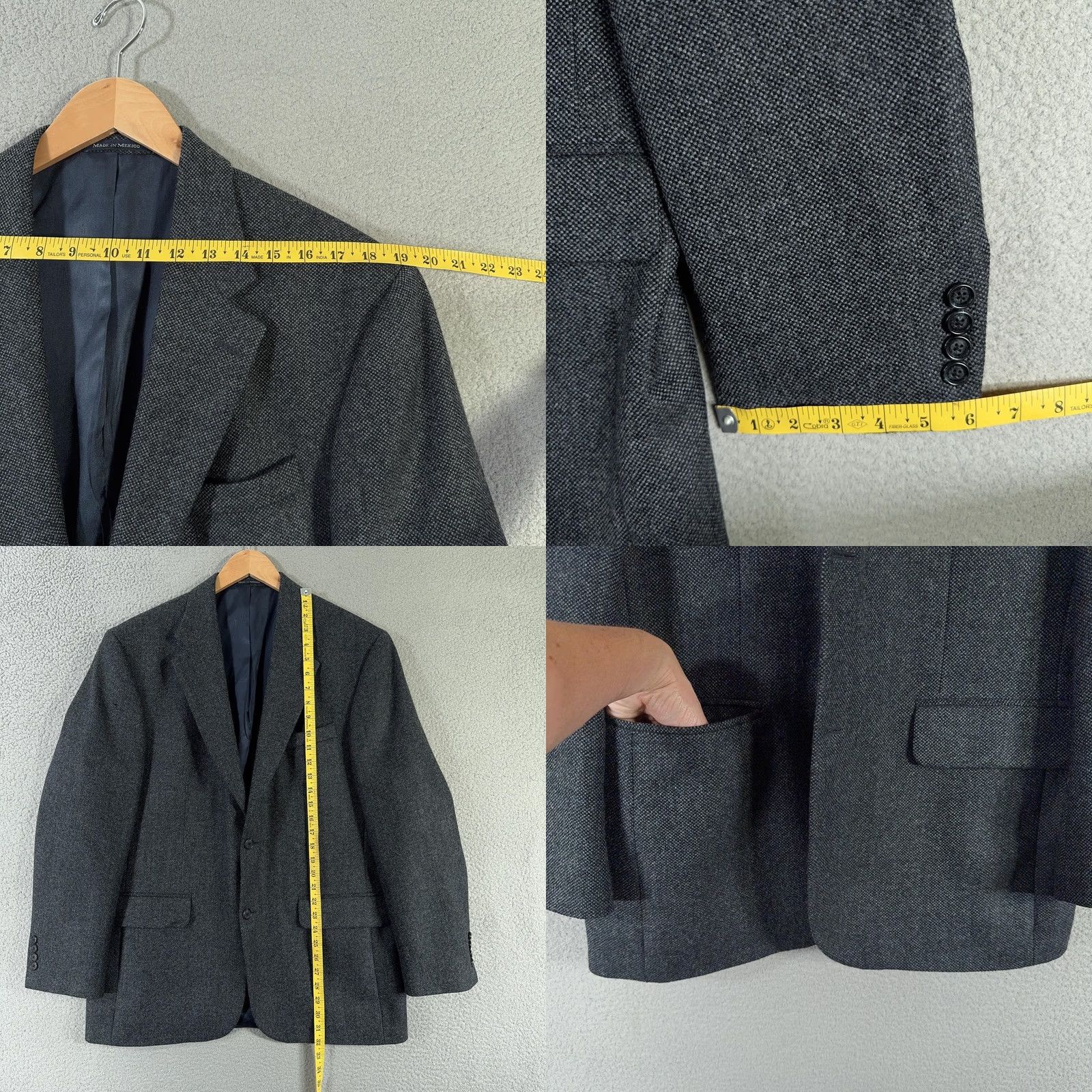 Lands' End VINTAGE Lands' End Sport Coat Blazer Mens 42R Wool Herringbone Lined 2-Button Notch Lapel Blue Tweed Jacket Coat Size 42R - 10 Thumbnail