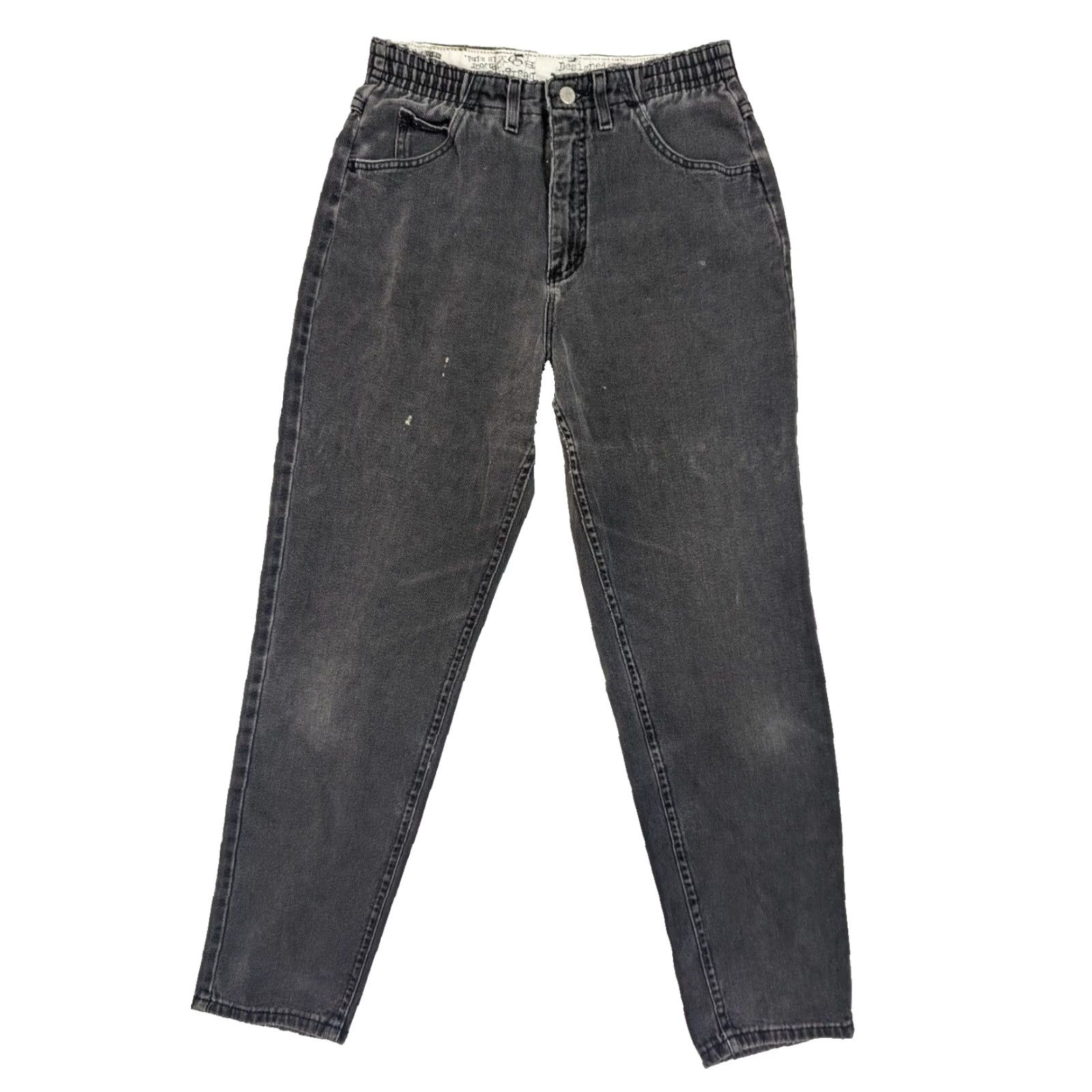Lee VINTAGE Lee Riders High Elastic Waist Tapered Black Denim Jeans Sz 12 (30x28) USA Mens Womens? Size 34" / US 12 / IT 48 - 2 Thumbnail