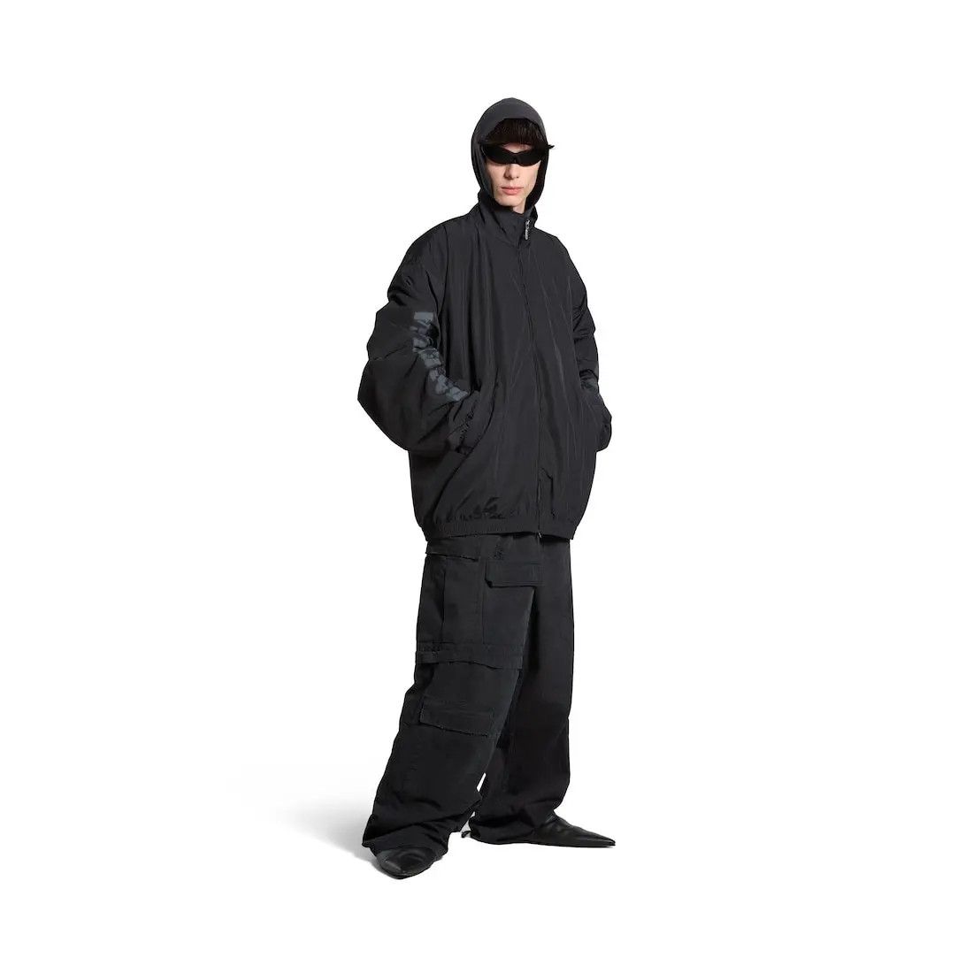 Balenciaga o1in1g0126 Stencil Type Tracksuit Jacket in Black Size US XXS / EU 40 - 3 Thumbnail