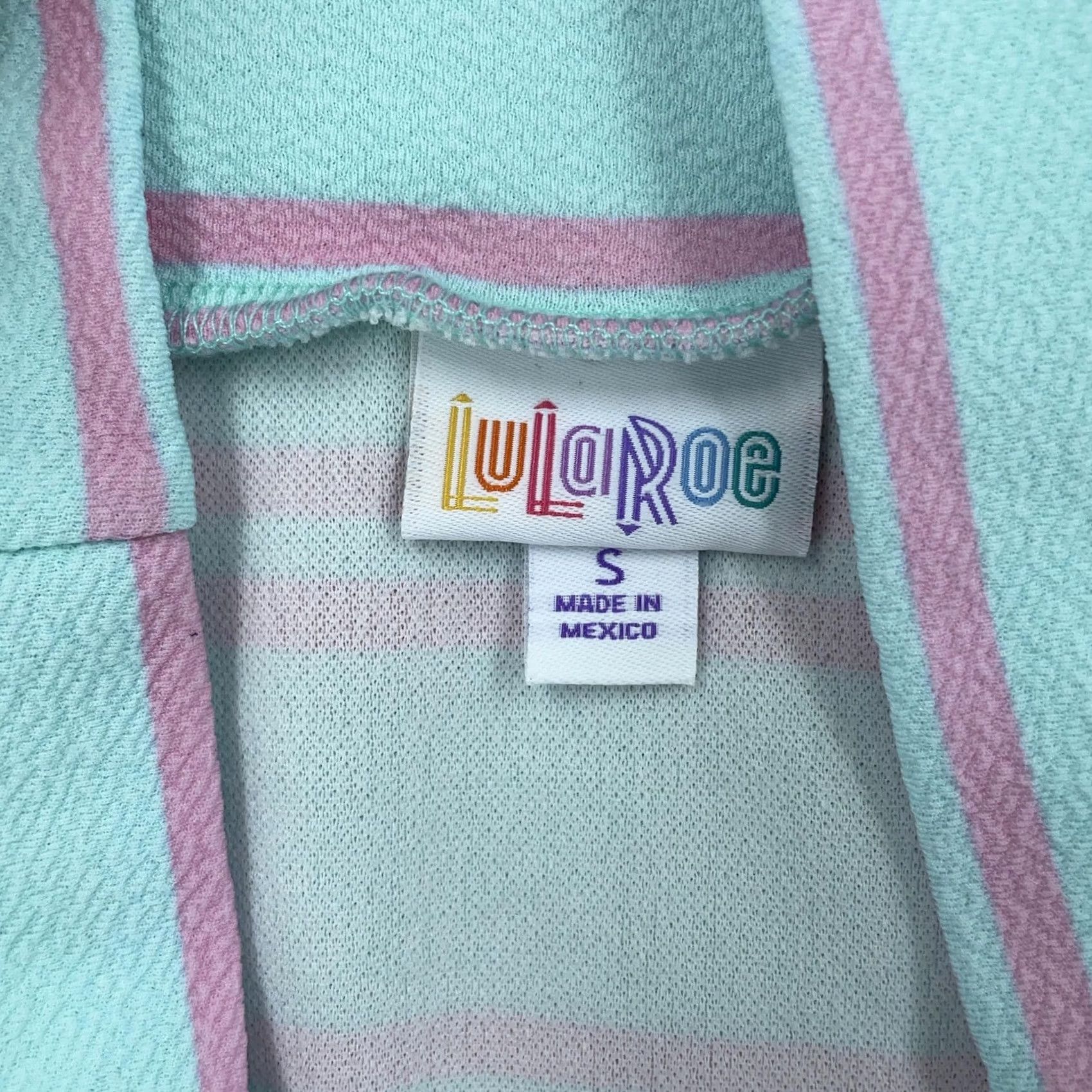Vintage LuLaRoe Skirt Womens Small Aqua Pink Striped Pencil Stretch Bodycon Size 28" / US 6 / IT 42 - 7 Thumbnail