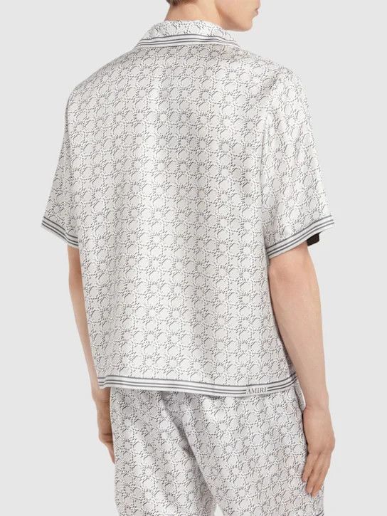 Amiri o1lsvrm0425 MA Quad Silk Bowling Shirt in Asphalt Size US M / EU 48-50 / 2 - 4 Thumbnail