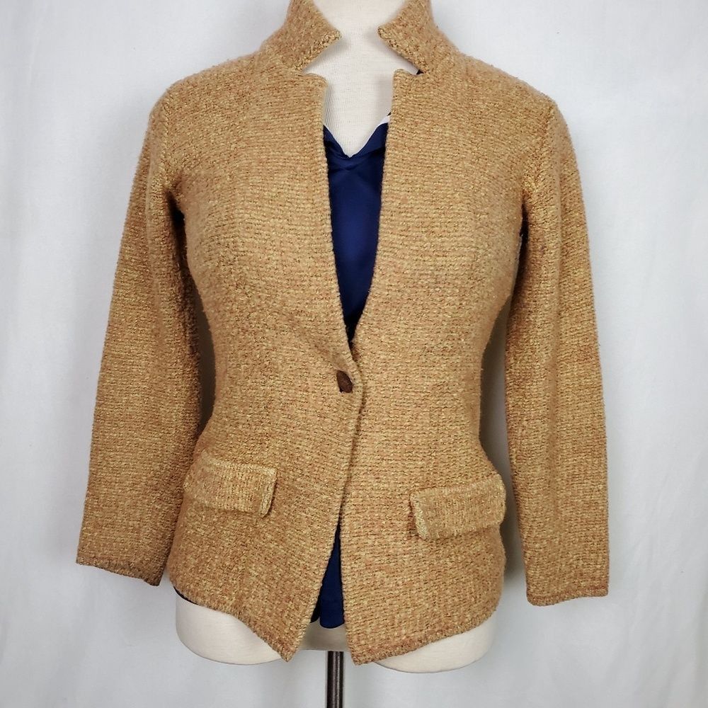 Vintage Vintage Boucle Sweater Blazer Farina Wool M Orange Knit Size M / US 6-8 / IT 42-44 - 1 Thumbnail