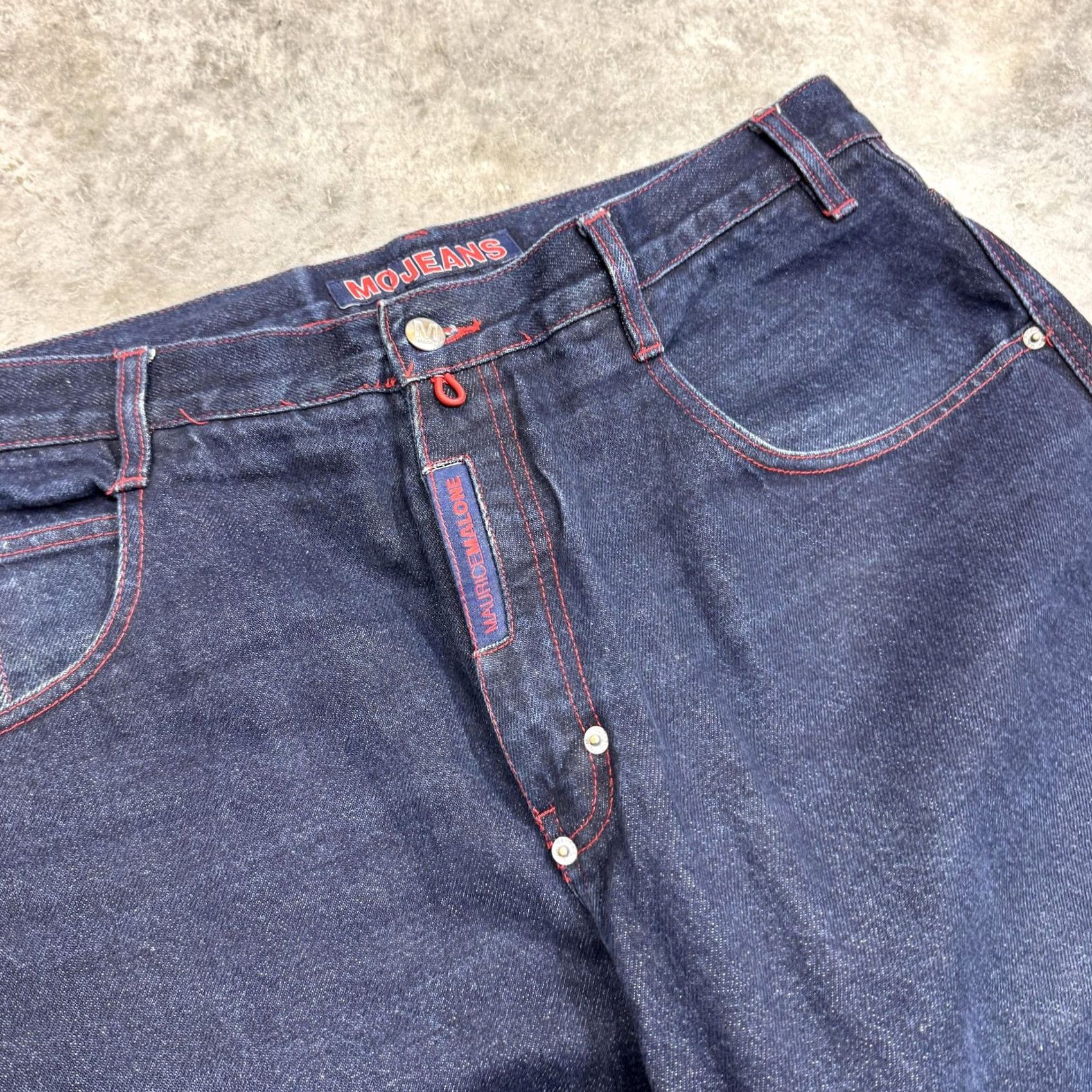 Vintage VINTAGE MOJEANS Jeans Mens 40x34 Blue Wide-Leg 5-Pocket Cotton Solid Logo Y2K Maurice Malone Hong Kong Mens Size US 40 / EU 56 - 5 Thumbnail