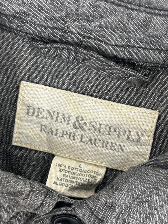 Polo Ralph Lauren 2000s Ralph Lauren Grey Denim Shirt American Flag Patch Size US L / EU 52-54 / 3 - 10 Thumbnail