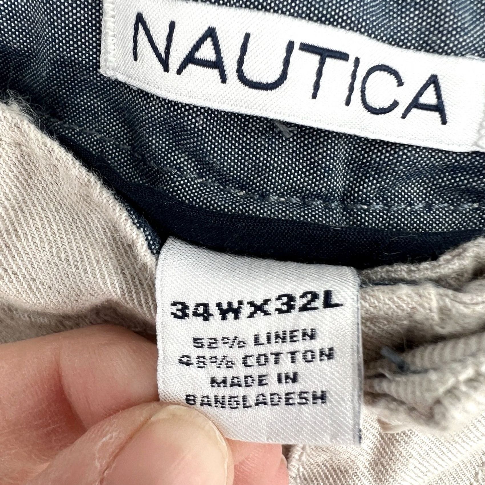 Nautica Nautica Men’s Flat Front Pants Tan Beige 52% Linen 48% Cotton Regular 34W x 32L Chino Casual Formal Travel Party/Cocktail Boys Womens Mens Size US 34 / EU 50 - 4 Thumbnail