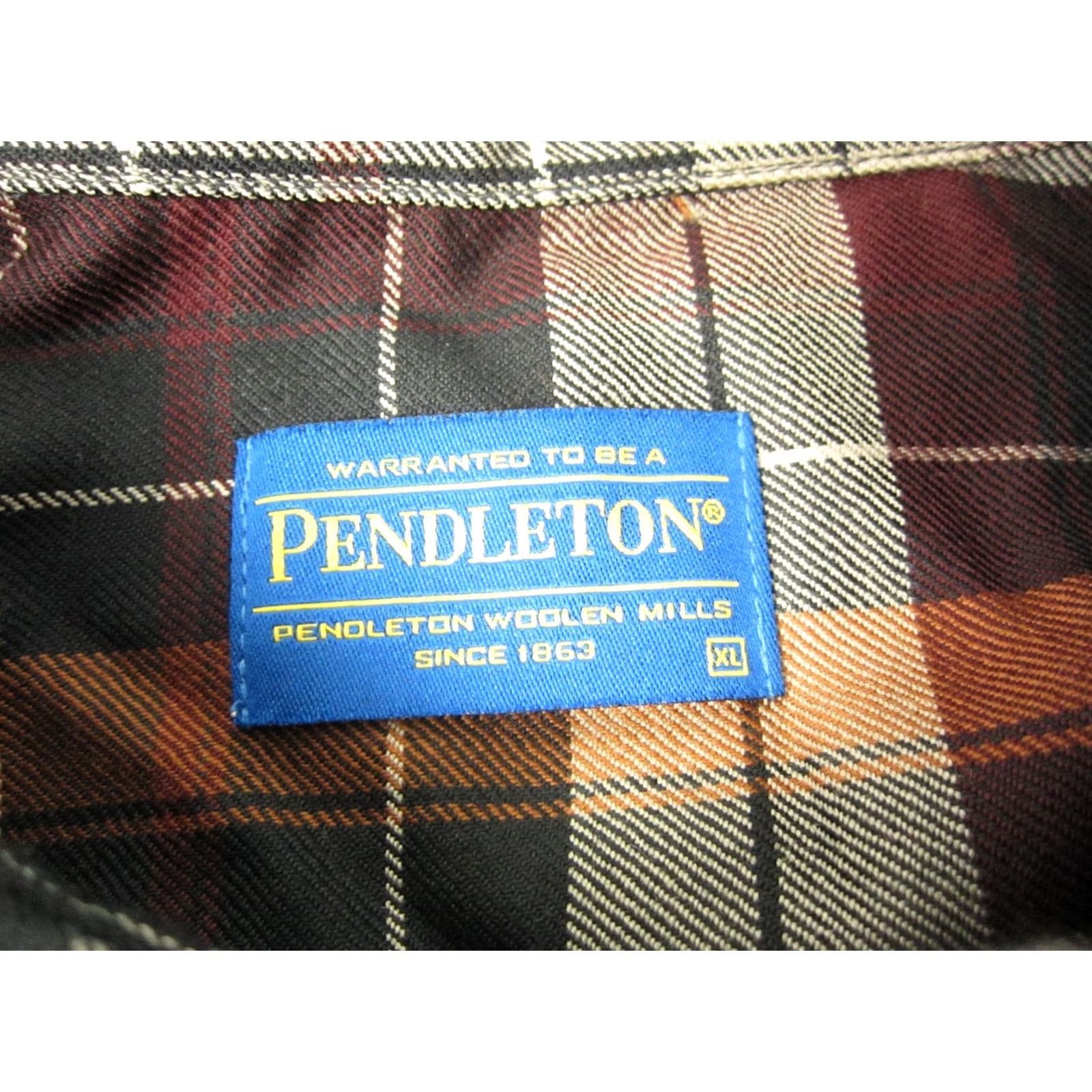 Pendleton Pendleton Shirt Mens XL Black Orange Plaid Worsted Wool Button Down Extra Large Size US XL / EU 56 / 4 - 6 Thumbnail