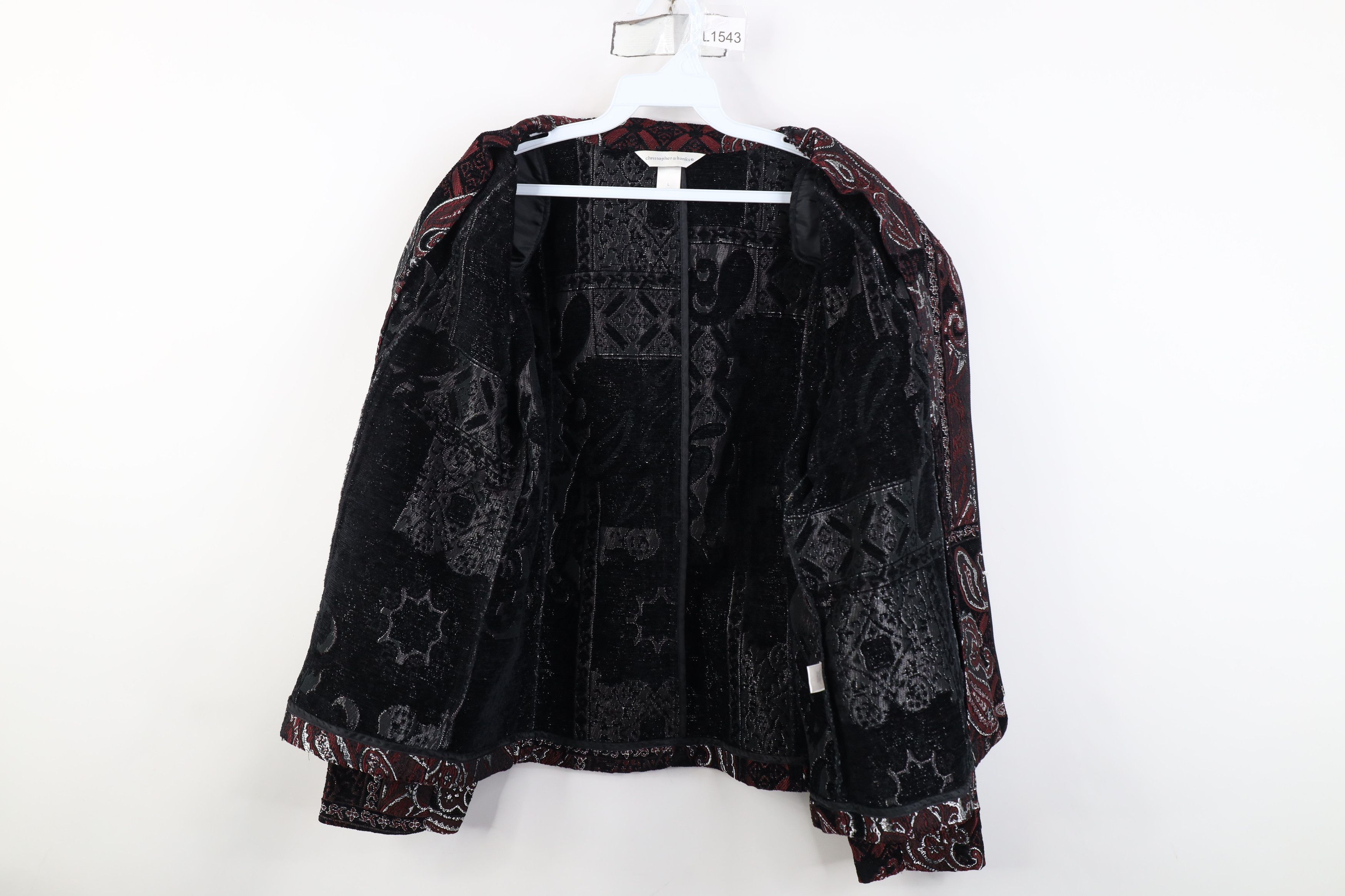 Vintage Vintage 90s Streetwear Paisley Flower Metallic Blazer Jacket Size L / US 10 / IT 46 - 8 Thumbnail