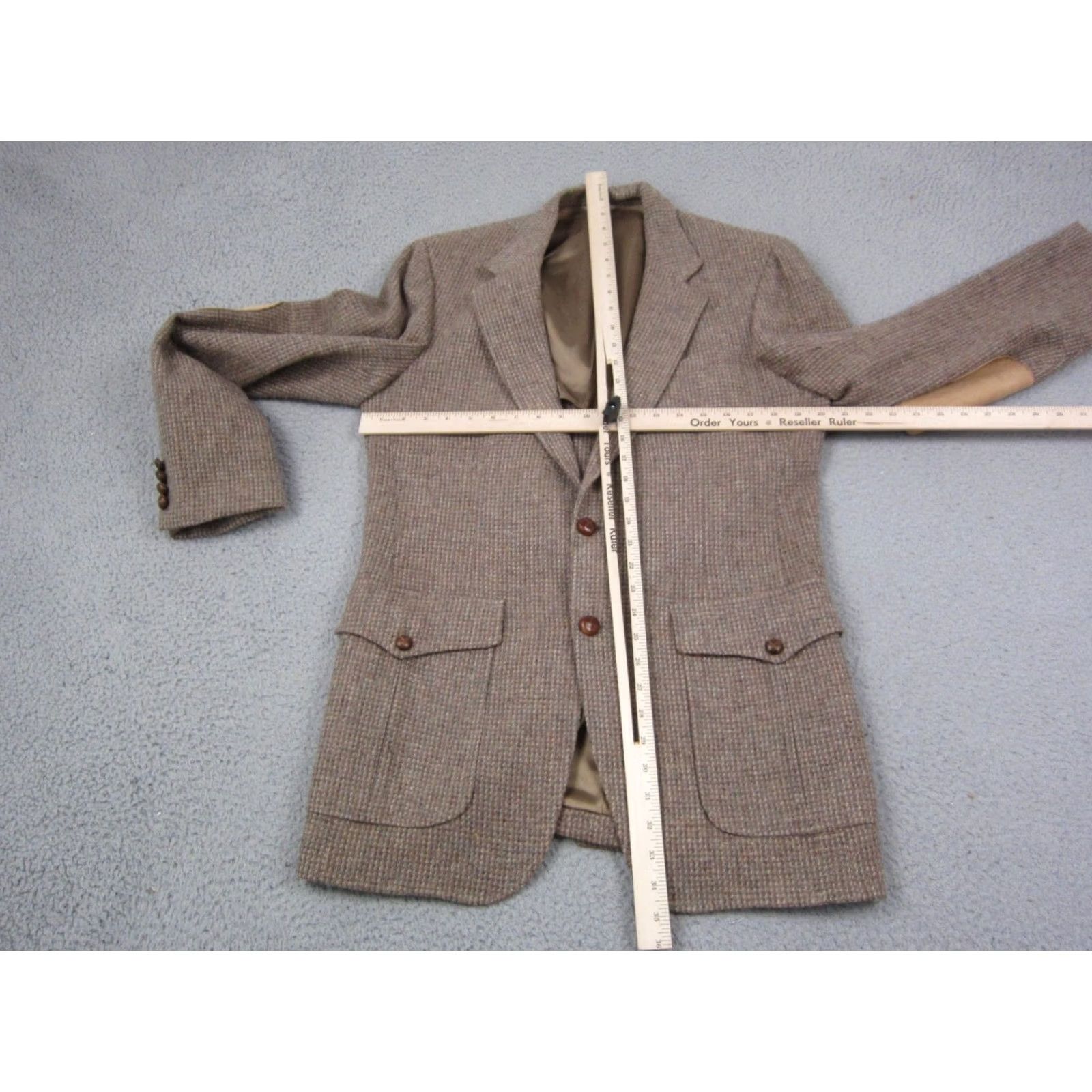 Vintage VINTAGE Tweed Blazer Jacket Mens 40L Brown Elbow Patch Armstrongs Sport 70s Size 40R - 5 Thumbnail