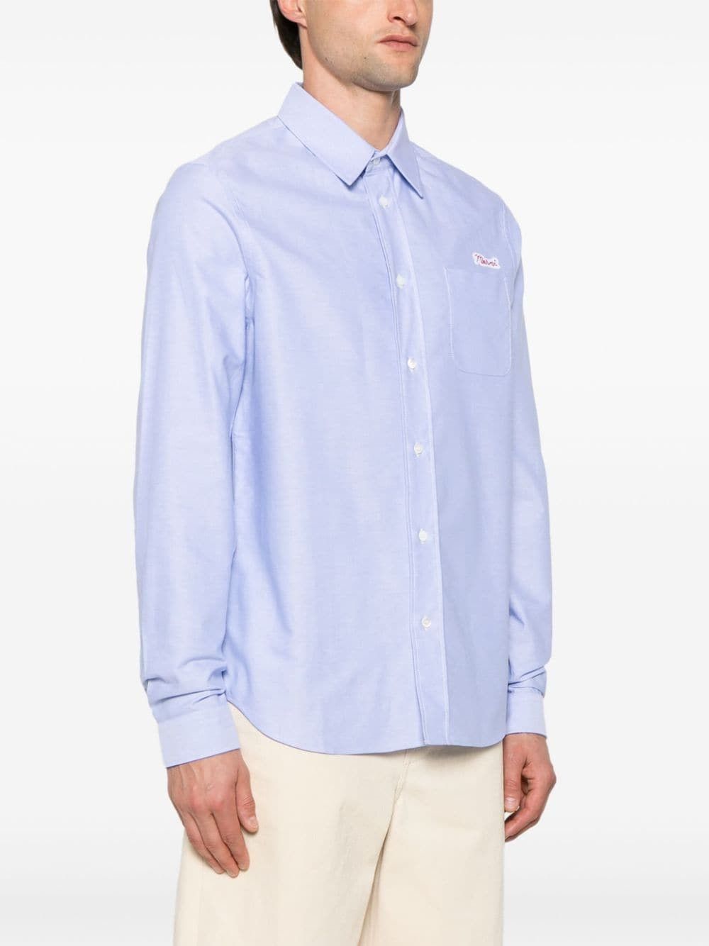Marni o1w1db11125 Logo-Patch Shirt in Light Blue Size US L / EU 52-54 / 3 - 2 Thumbnail