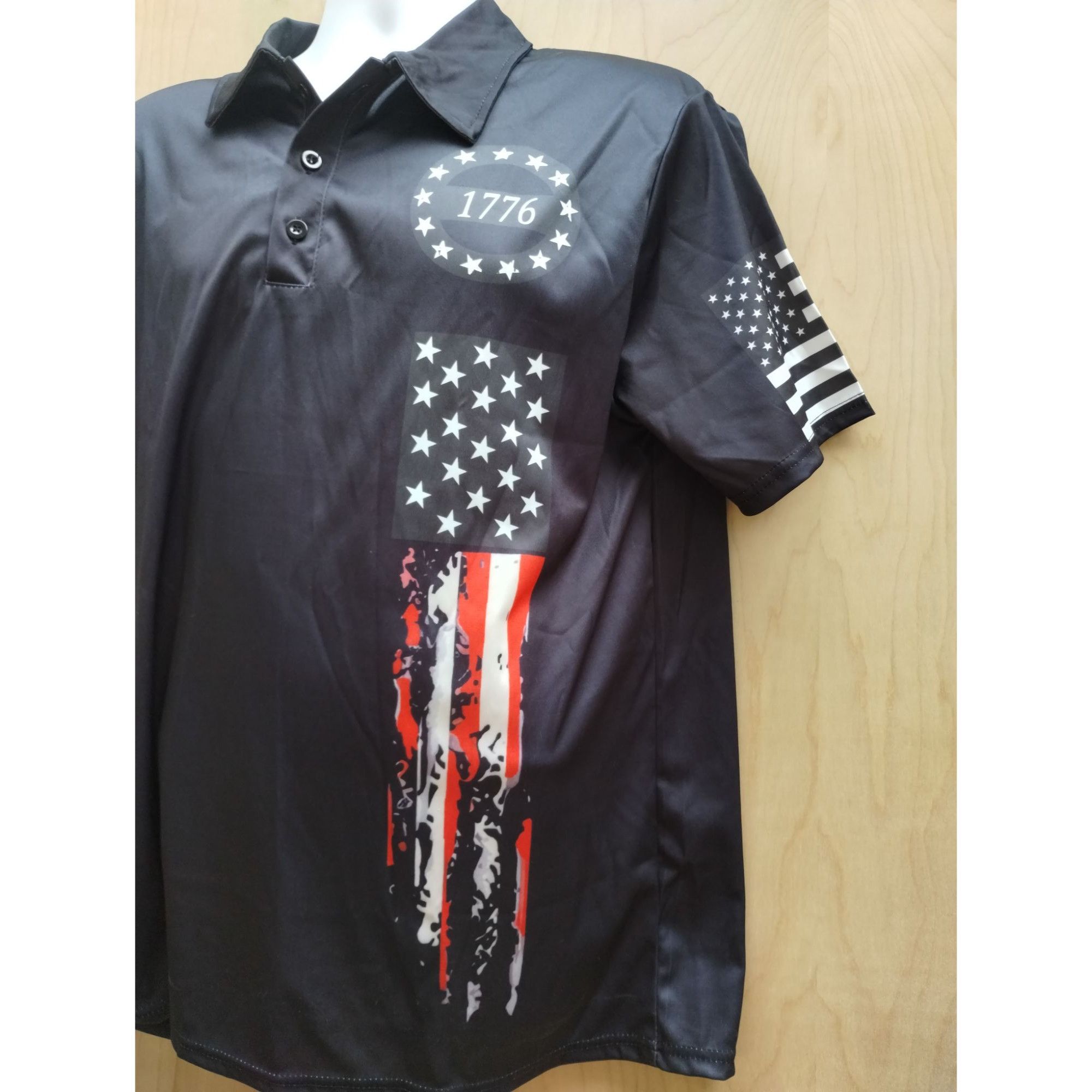 Other 1776 Patriotic Mens Polo Shirt Large American Flag Design Size US L / EU 52-54 / 3 - 5 Thumbnail