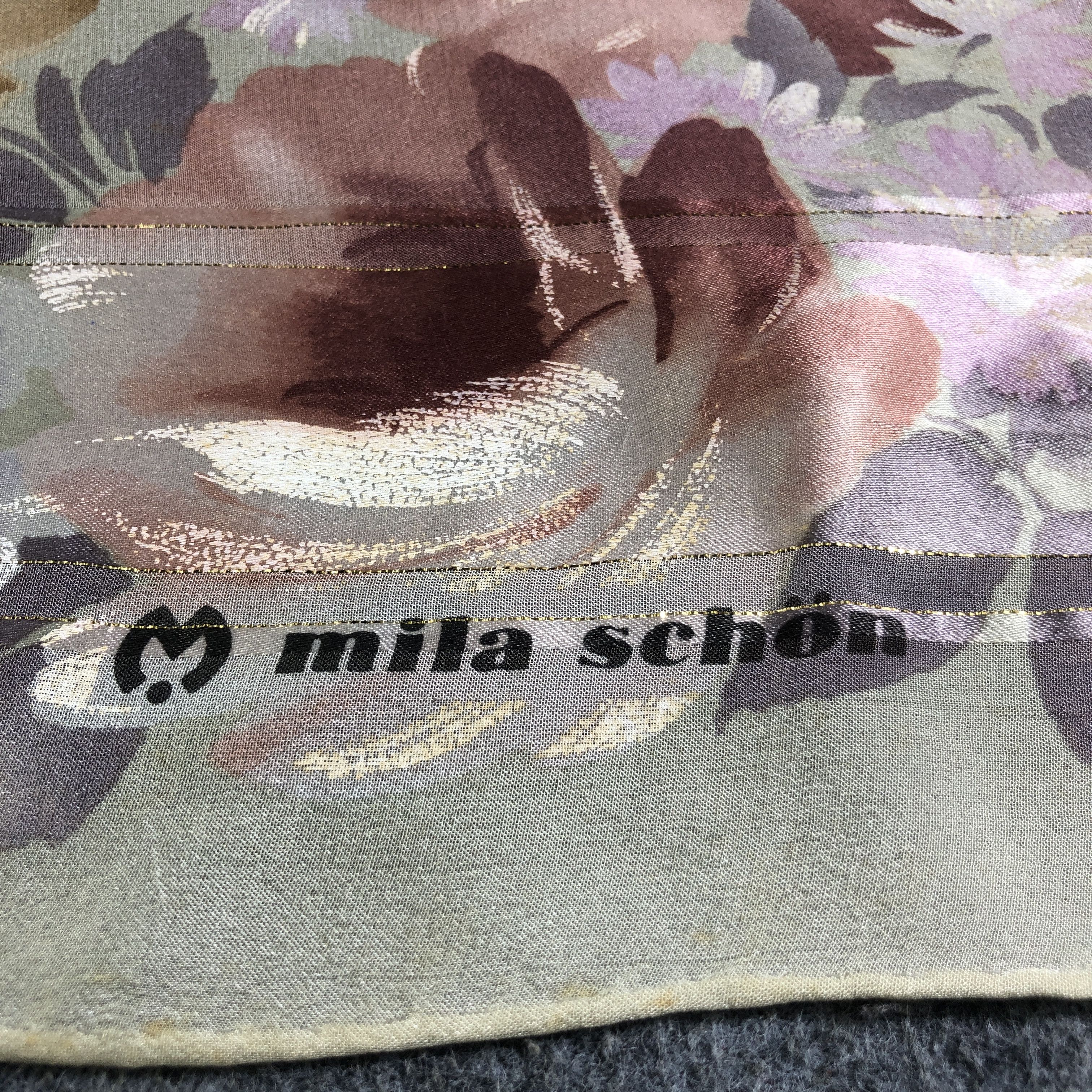 Mila Schon Mila Schon Floral Hand Rolled Silk Scarf M1009 Size ONE SIZE - 4 Thumbnail
