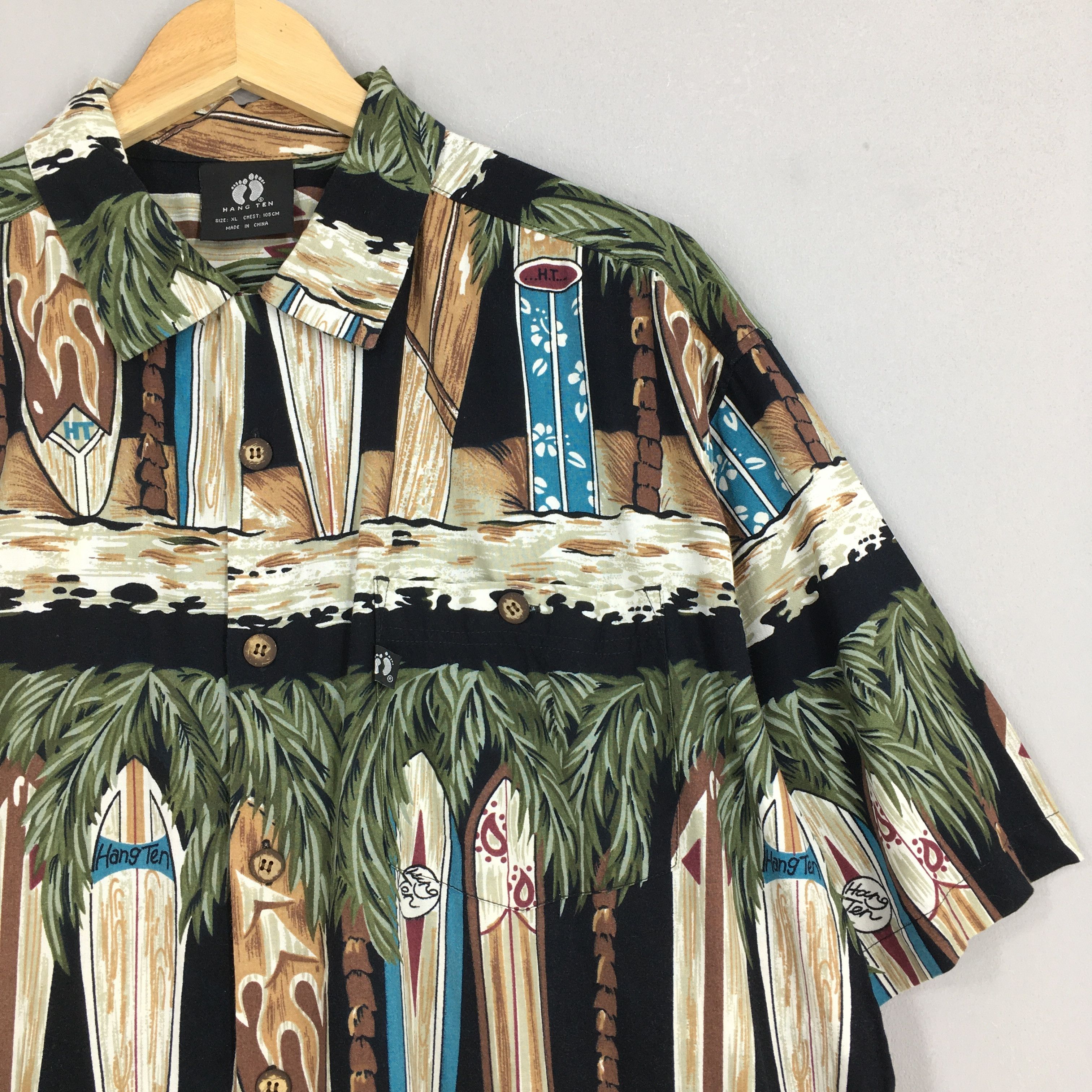 Hang Ten Vintage 90s Hang Ten Surfboards Printed Shirt XLarge Size US XL / EU 56 / 4 - 2 Thumbnail