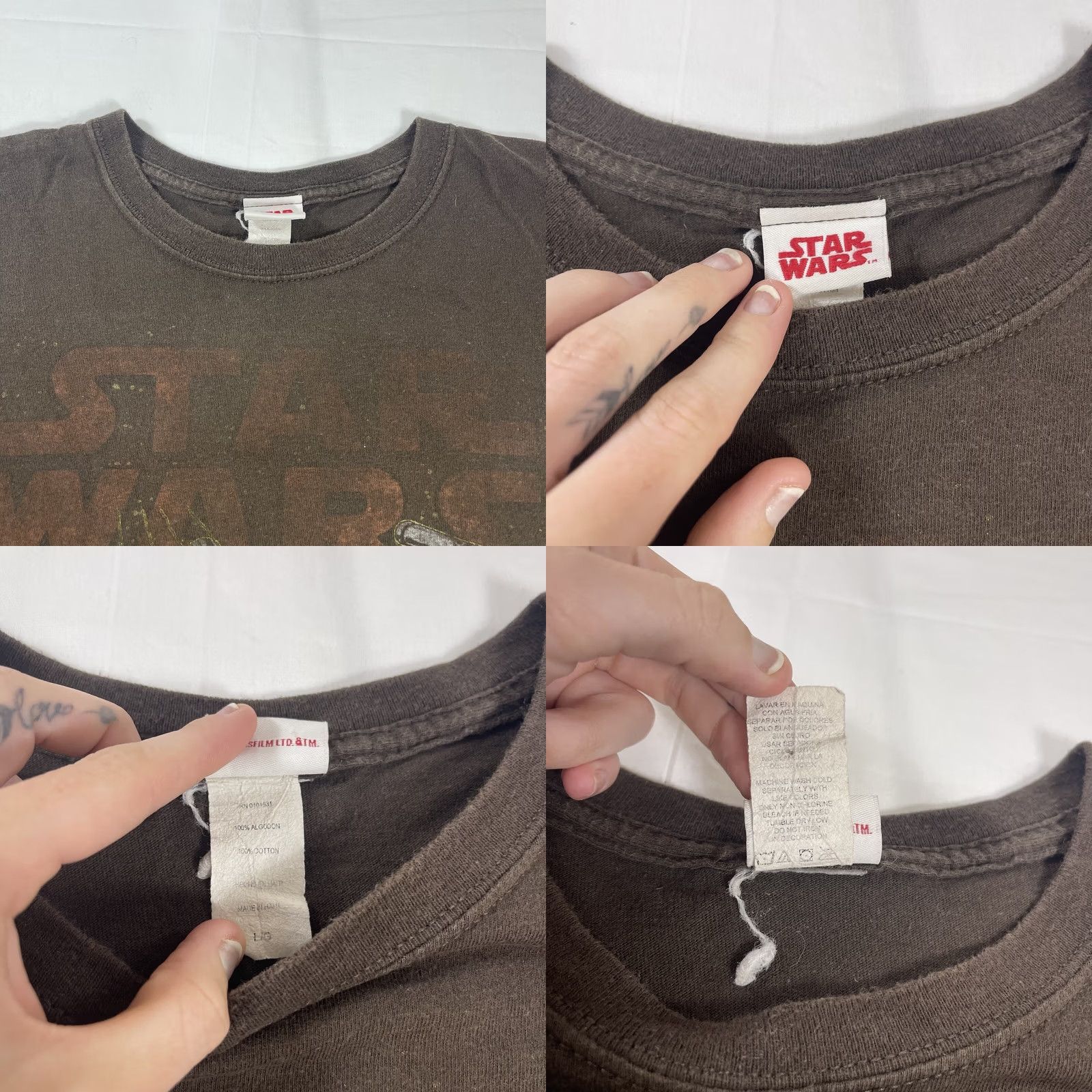 Star Wars VINTAGE Star Wars T-Shirt Logo White 90s X-WING FIGHTER Graphic Print Men L Brown Short Sleeve Crew Neck Size US L / EU 52-54 / 3 - 8 Thumbnail