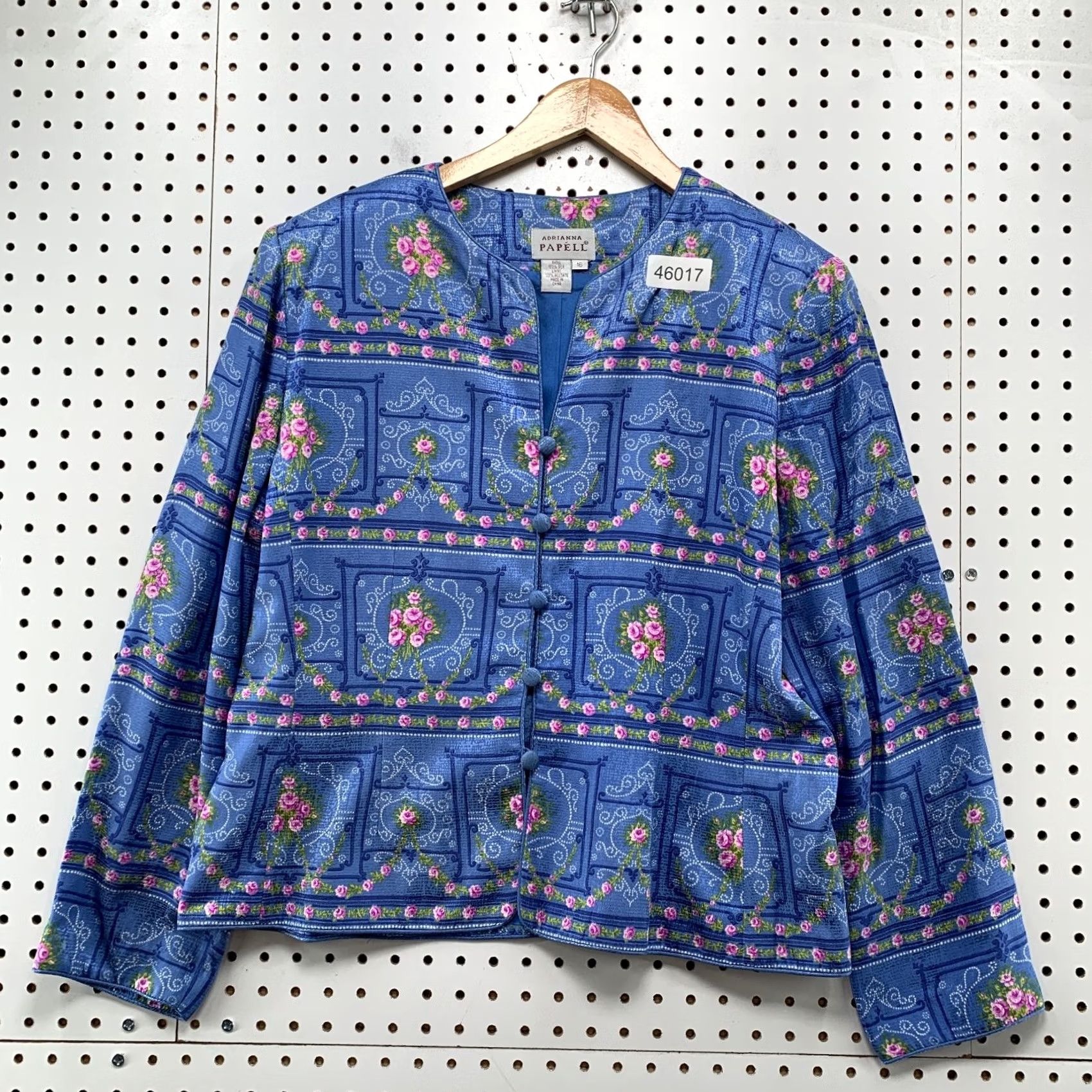 Adrianna Papell Adrianna Papell 100% Silk Floral Jacket Womens Size 16 Blue Flower Silk Floral Jacket Womens 16 Blue Papell Adrianna Silk Floral Jacket Blue Flowers Size XXL / US 16-18 / IT 52-54 - 2 Thumbnail