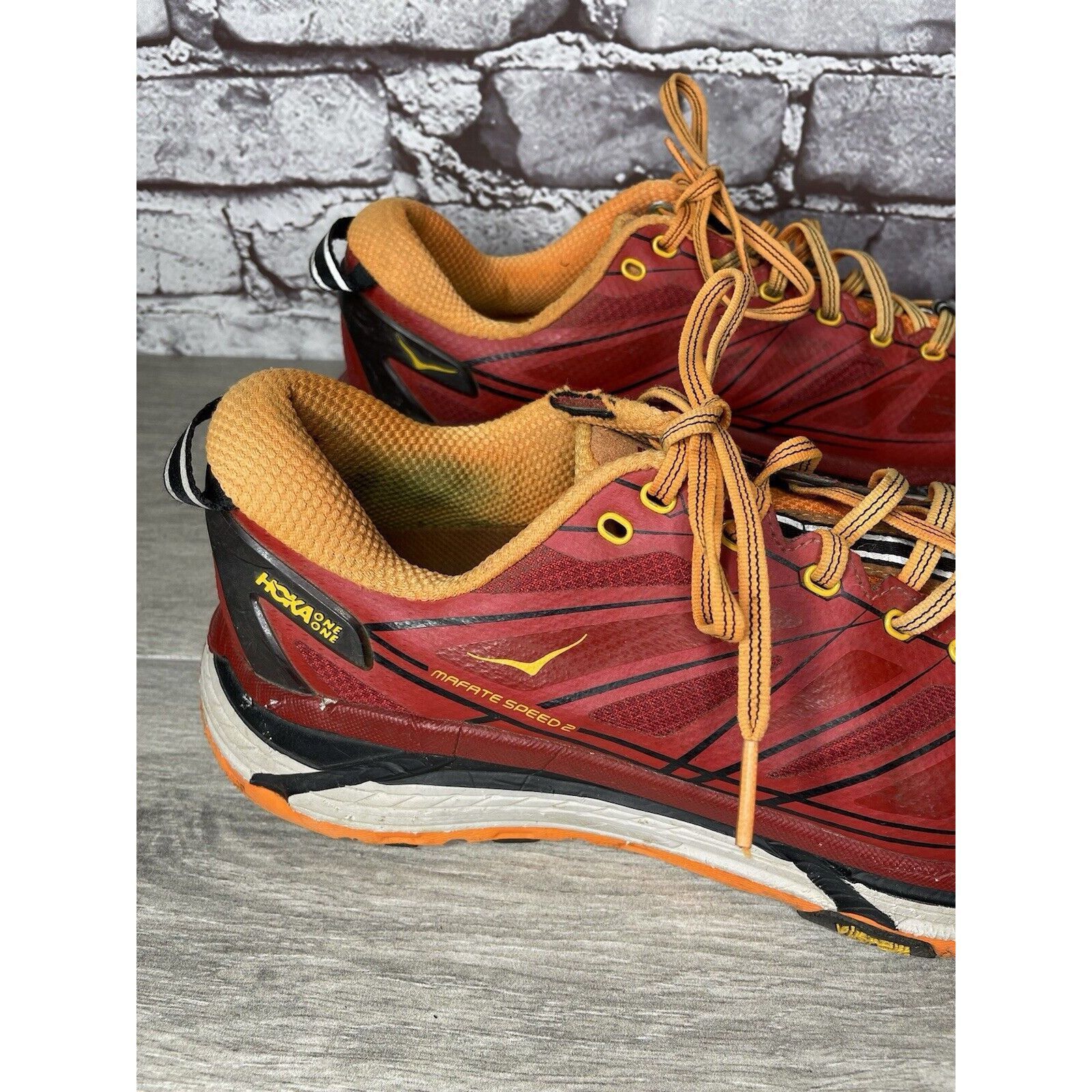 Hoka Hoka One Vibram Mafate Speed 2 Red Synthetic Running Shoes M Size US 9.5 / EU 42-43 - 13 Thumbnail