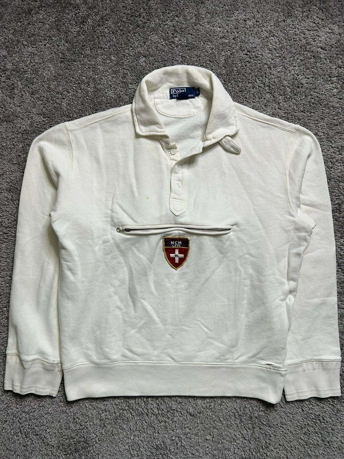 Polo Ralph Lauren Vintage 90s Polo Ralph Lauren Switzerland Quarter Sweatshirt Size US L / EU 52-54 / 3 - 1 Thumbnail