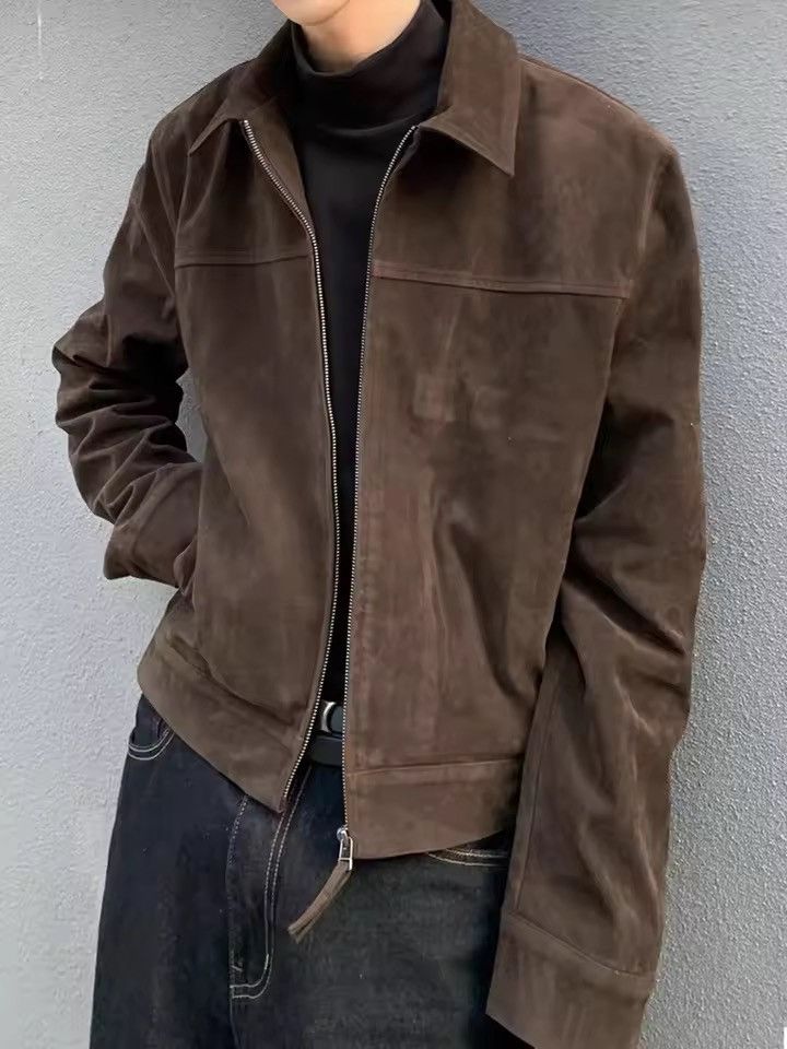 Japanese Brand Brown PU Suede Trucker Jacket - Western Style Size US XXL / EU 58 / 5 - 7 Thumbnail